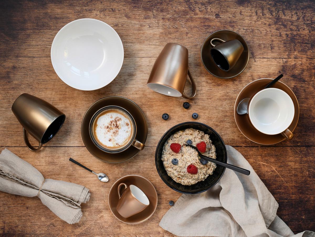 Tassenset Golden Days Schwarz/Goldfarben, 2-teilig - Goldfarben/Schwarz, Basics, Keramik - Creatable