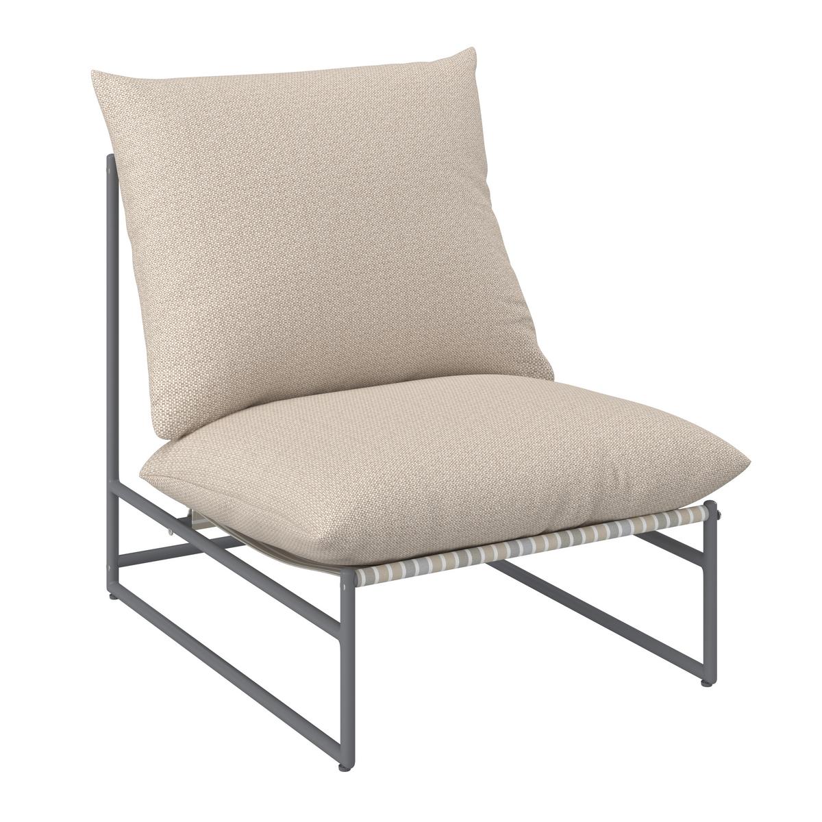 Loungegarnitur Lino creme Textil, Metall inkl. Abdeckung - Dunkelgrau/Multicolor, Modern, Glas/Textil - Bessagi Garden