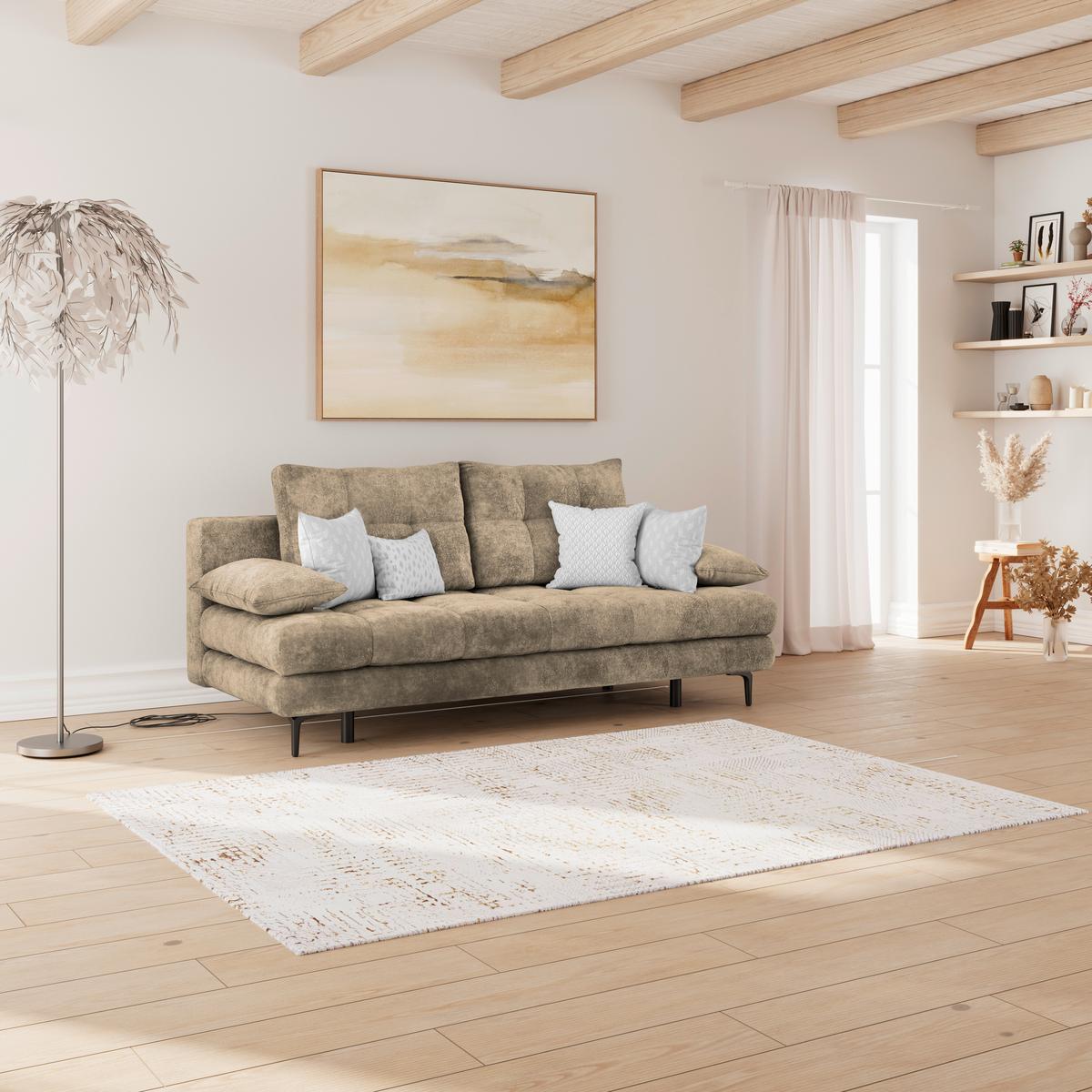 Trosjed Perla - svijetlo smeđa/crna, Konvencionalno, tekstil/metal (203/94/96cm)