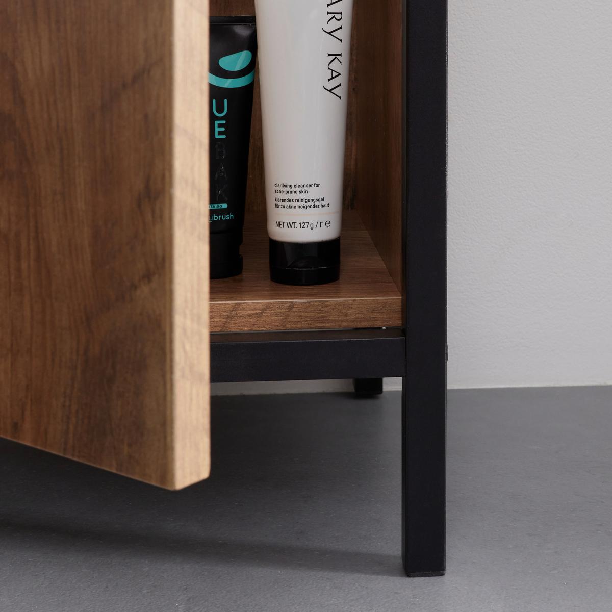 Hochschrank Dell Braun/Schwarz ca. 45x172x34 cm - Schwarz/Naturfarben, MODERN, Holzwerkstoff/Metall (45/172/34cm) - Bessagi Home