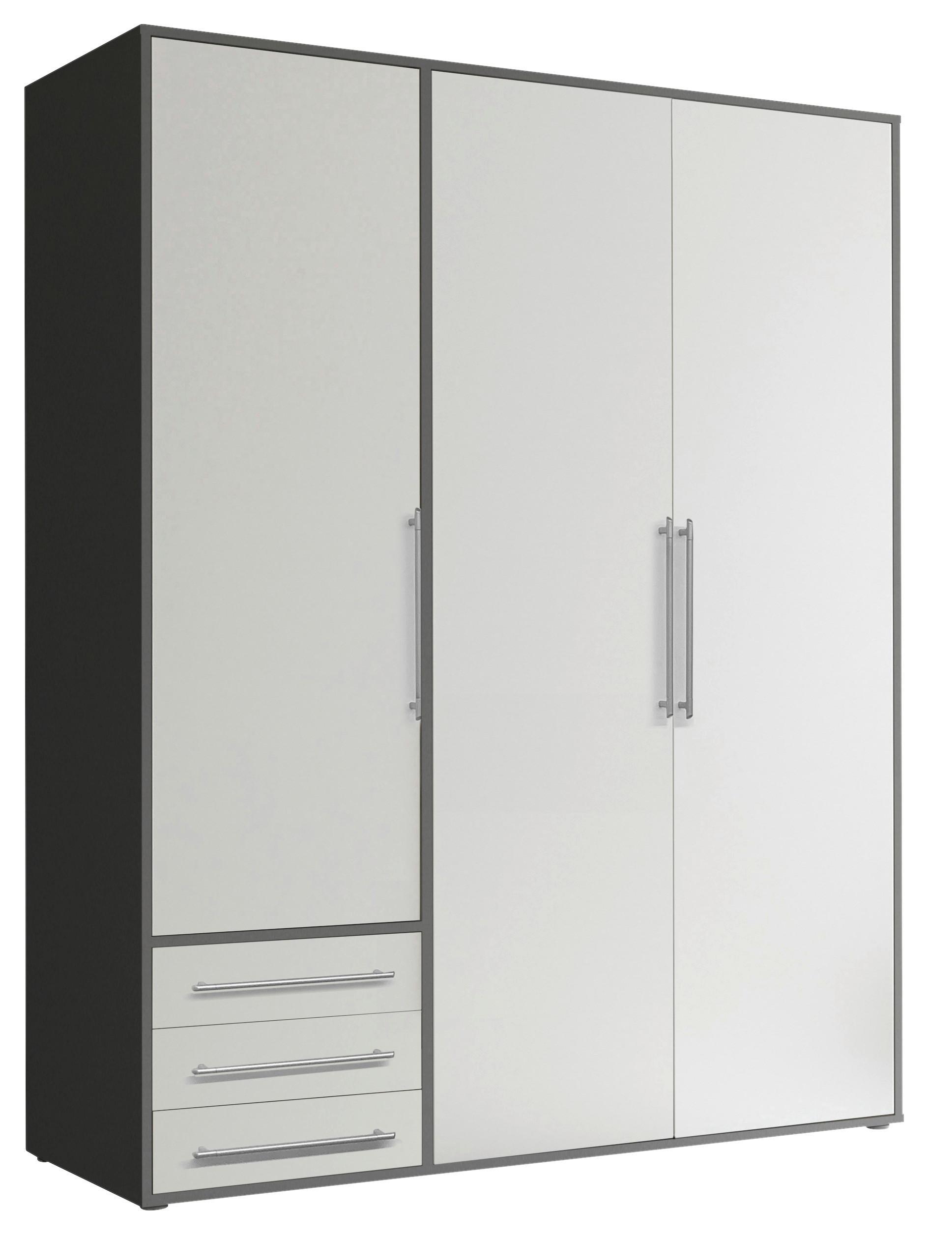 Omara S Klasičnimi Vrati Lyss, Bela, Grafit, 155 Cm - srebrne barve/bela, Moderno, umetna masa/leseni material (155/194/58cm) - Modern Living
