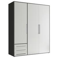 Omara S Klasičnimi Vrati Lyss, Bela, Grafit, 155 Cm - srebrne barve/bela, Moderno, umetna masa/leseni material (155/194/58cm) - Livetastic