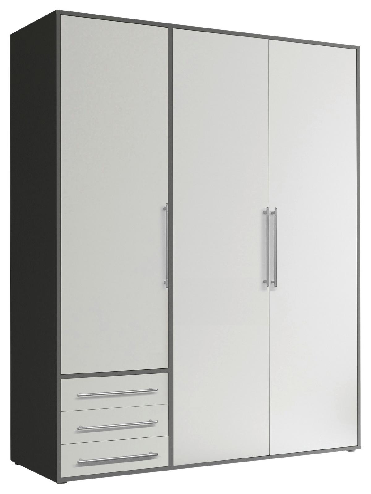 Omara S Klasičnimi Vrati Lyss, Bela, Grafit, 155 Cm - srebrne barve/bela, Moderno, umetna masa/leseni material (155/194/58cm) - Livetastic