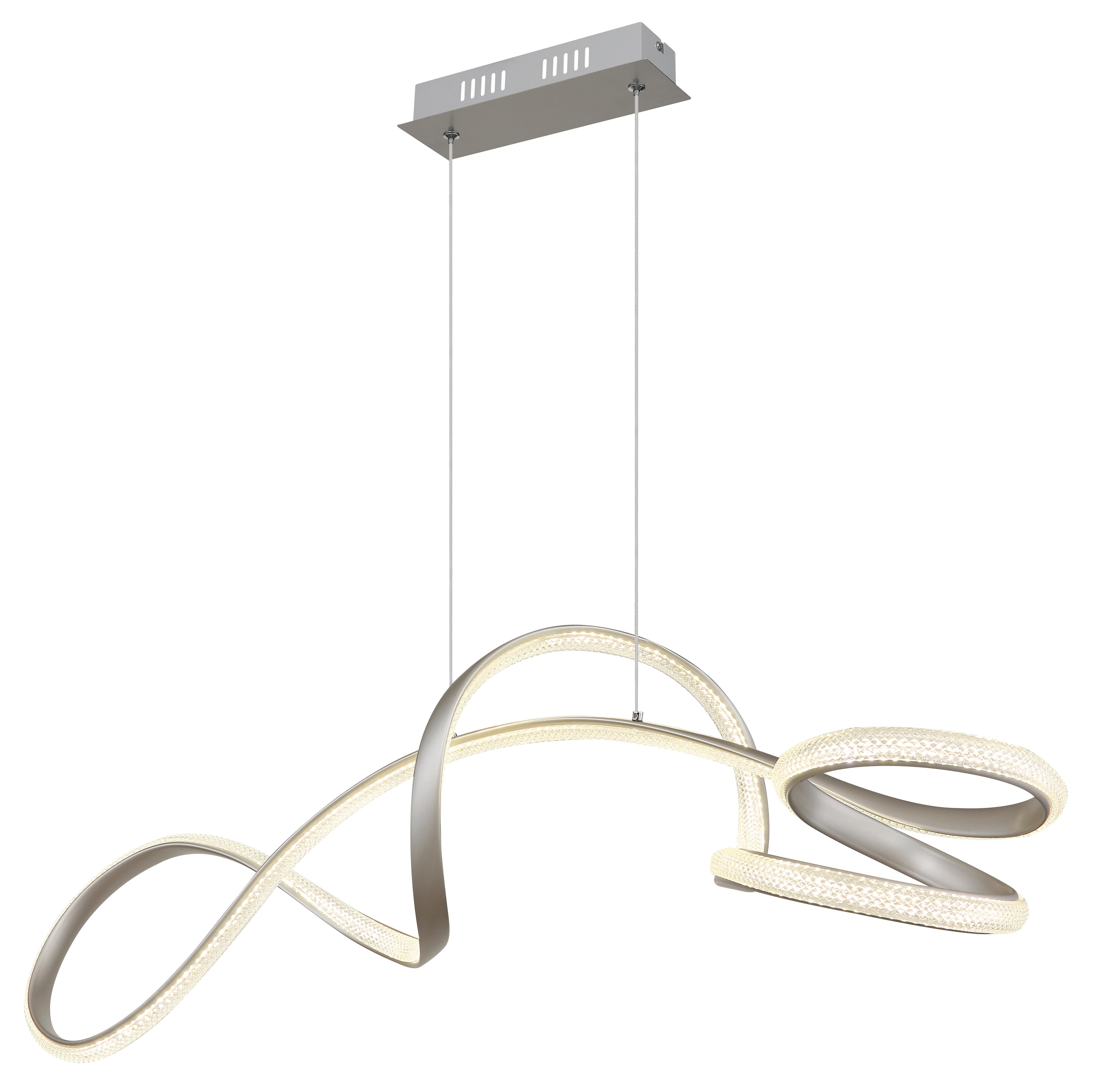 Led Függőlámpa 67341n Swirl - nikkelszínű/átlátszó, Design, műanyag/fém (108/33/120cm) - Globo