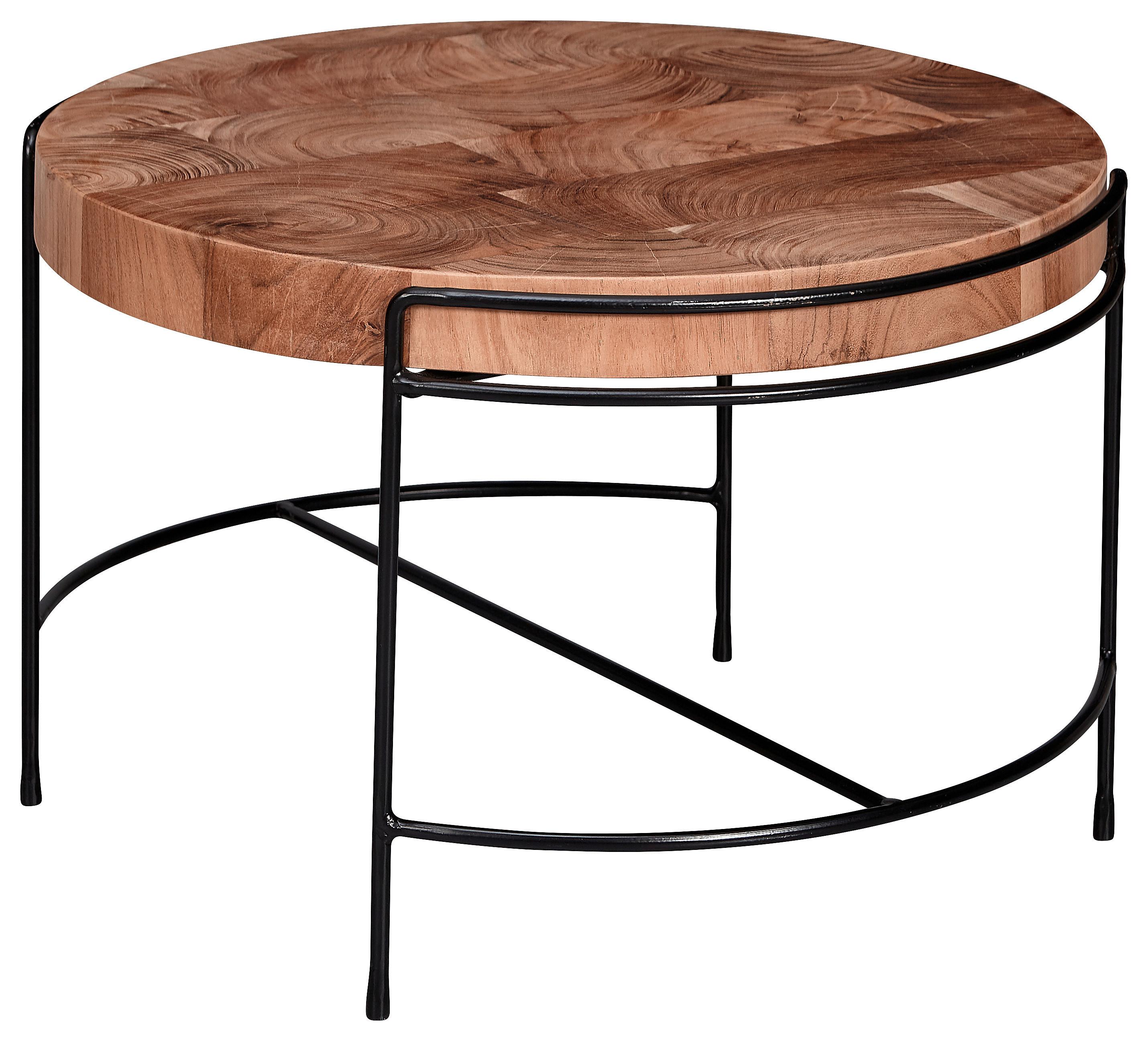Couchtisch Echtholz - Schwarz/Akaziefarben, KONVENTIONELL, Holz/Metall (62/62/40cm) - MID.YOU