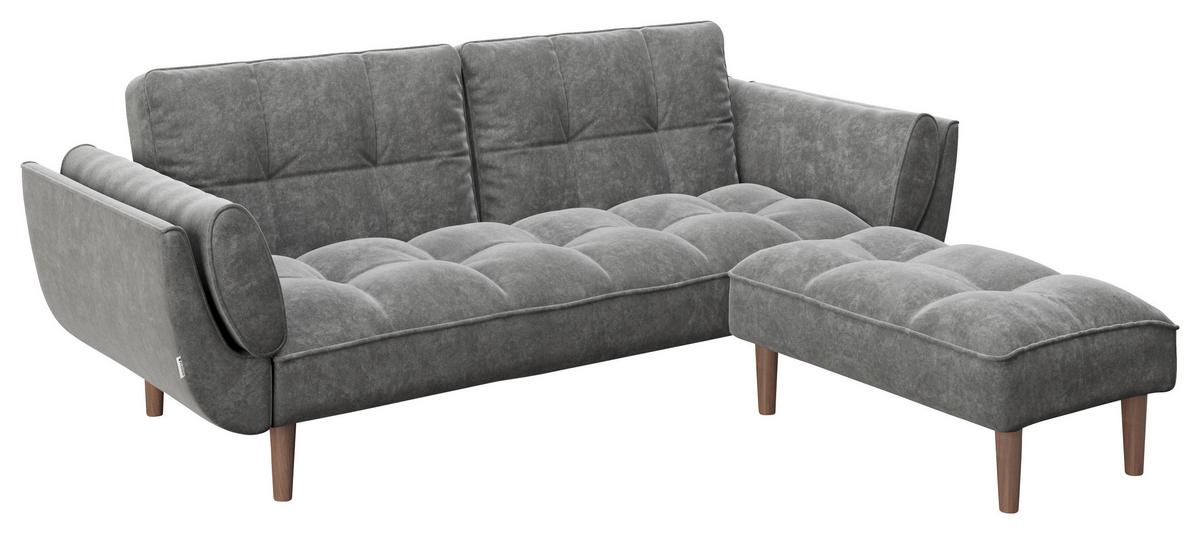 PLAYBOY 2-Sitzer-Sofa Scarlett Anthrazit Samt m. Schlaffunkt. - Anthrazit, KONVENTIONELL, Holz/Textil (215/81,5/84,5cm) - Playboy