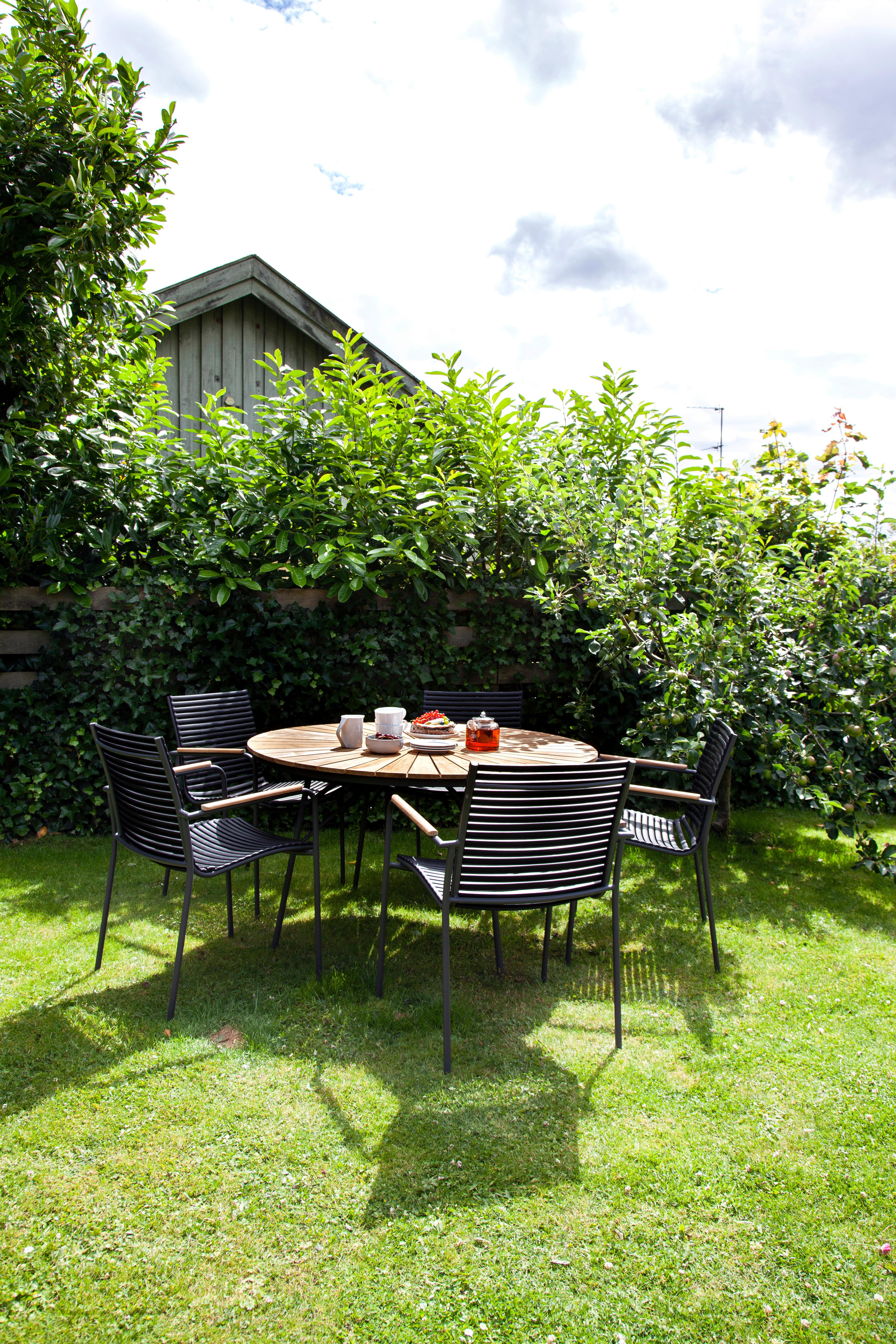 Gartentischgruppe Ellen/mood Classic Set - Anthrazit/Schwarz, Natur, Holz/Kunststoff (180/180/74cm) - Gardenson