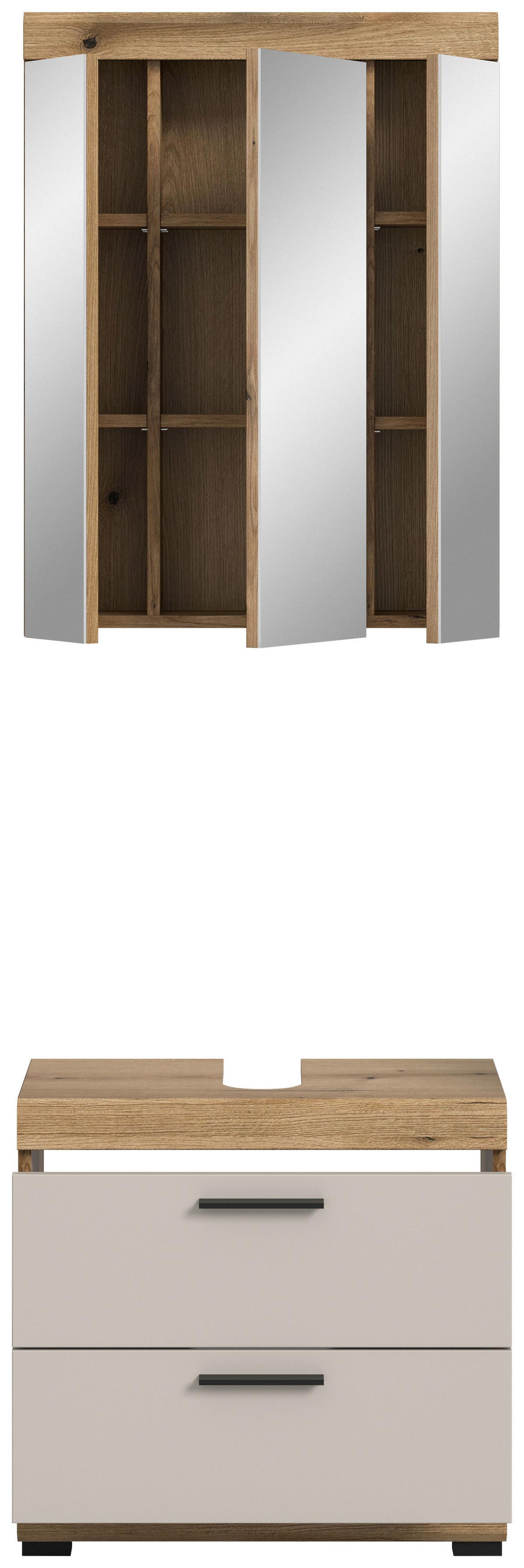 Badezimmer Scout 2-tlg. ca. 60 cm Kaschmir - Kaschmir/Schwarz, MODERN, Glas/Holzwerkstoff (60cm) - MID.YOU