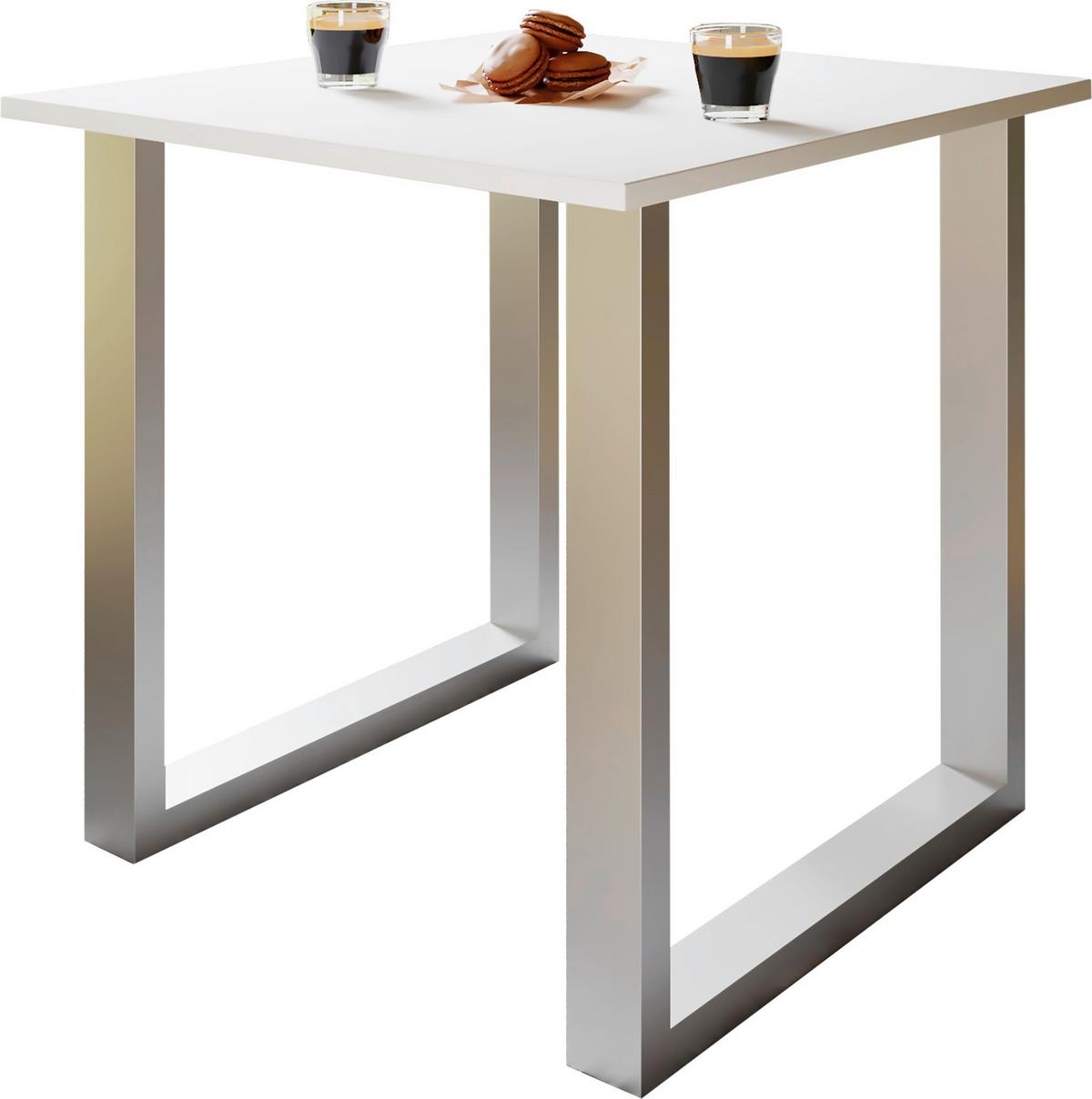 SCHREIBTISCH LONA - Weiss/Silberfarben, Design, Holzwerkstoff/Metall (80/76/50cm) - MID.YOU