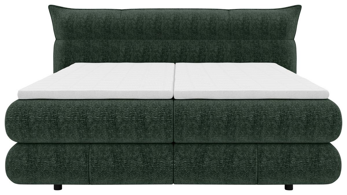 Boxspringbett Auris Dunkelgrün ca. 180x200cm - Dunkelgrün/Schwarz, KONVENTIONELL, Kunststoff/Textil (180/200cm) - Sembella