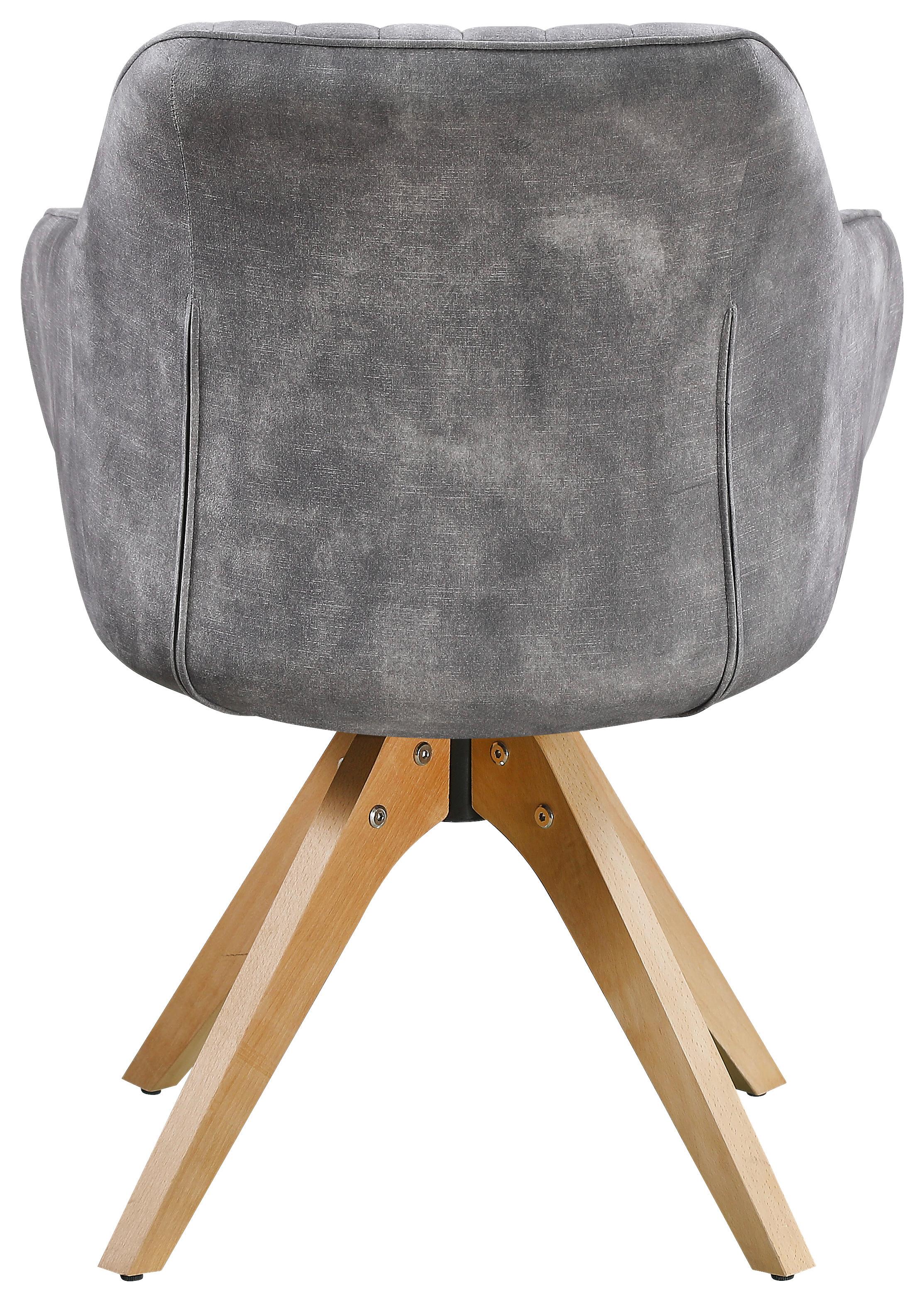 STOL MED ARMSTÖD RELAX - bokfärgad/grå, Modern, trä/textil (60/82/62cm) - Mömax