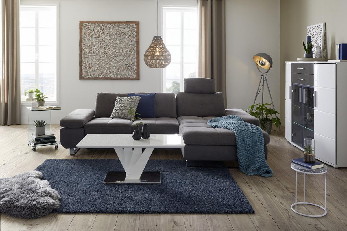 Nackenstütze in Grau - Dunkelgrau, Textil/Metall (52cm) - Premium Living