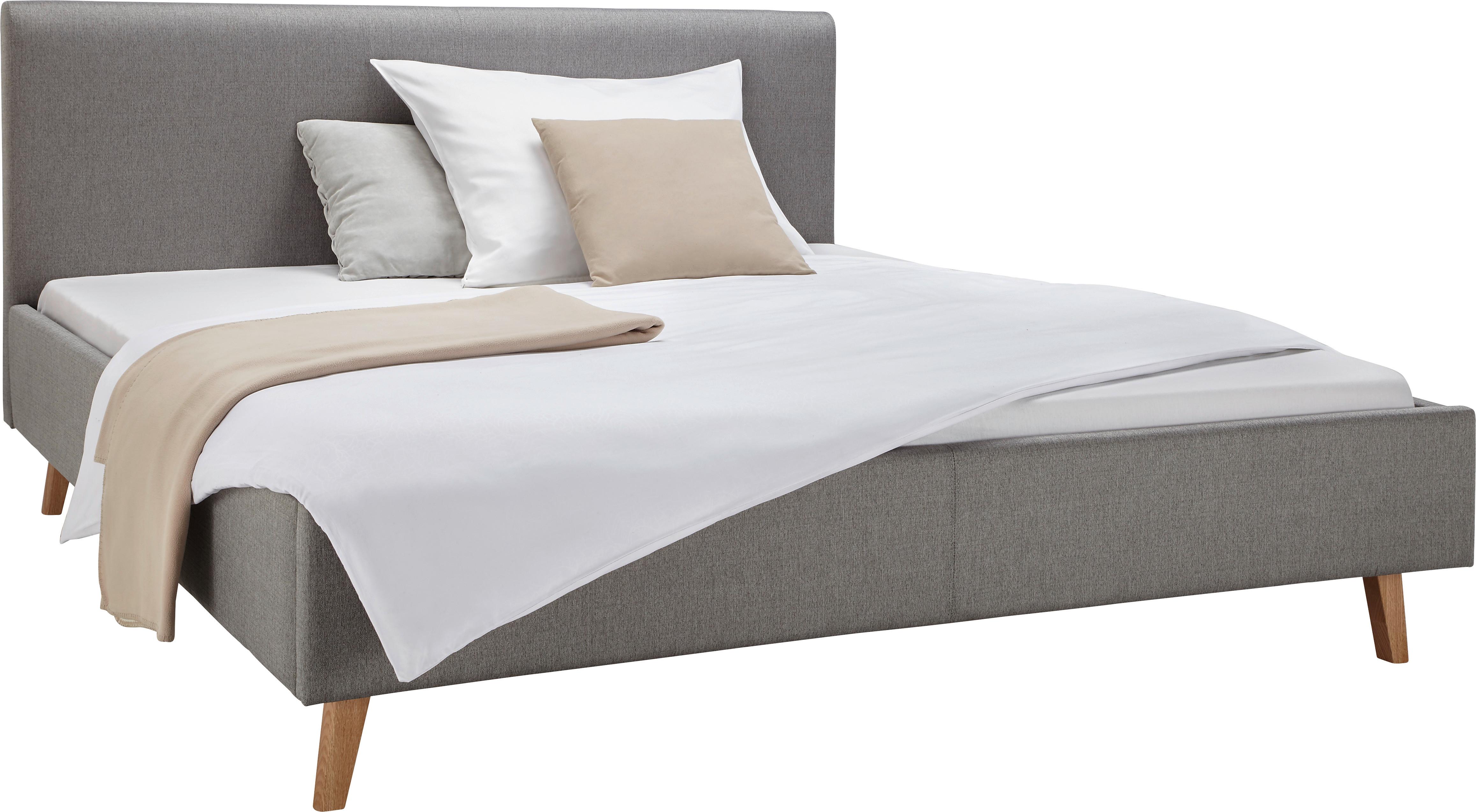 Polsterbett in Taupe ca. 140x200cm - Taupe/Eichefarben, Modern, Textil (140/200cm) - Zandiara