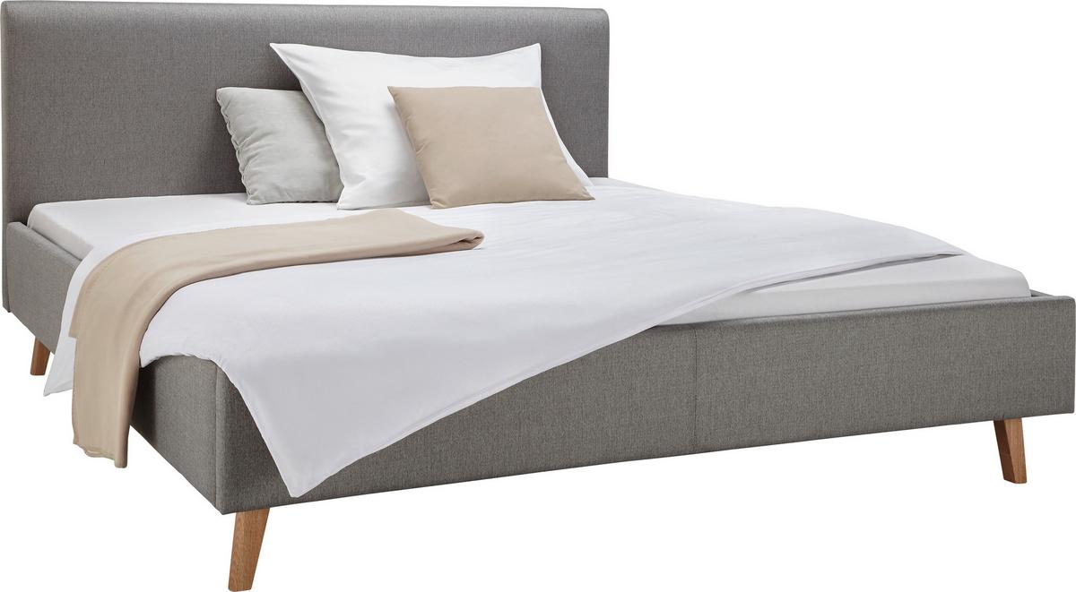 Polsterbett in Taupe ca. 140x200cm - Taupe/Eichefarben, Modern, Textil (140/200cm) - Zandiara