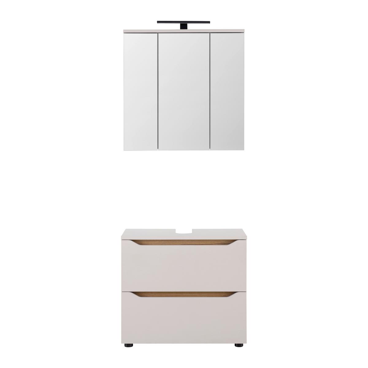 Waschbeckenunterschrank Mallorca Kaschmir/Eiche - Kaschmir/Schwarz, MODERN, Holzwerkstoff (70/60/40cm) - Based