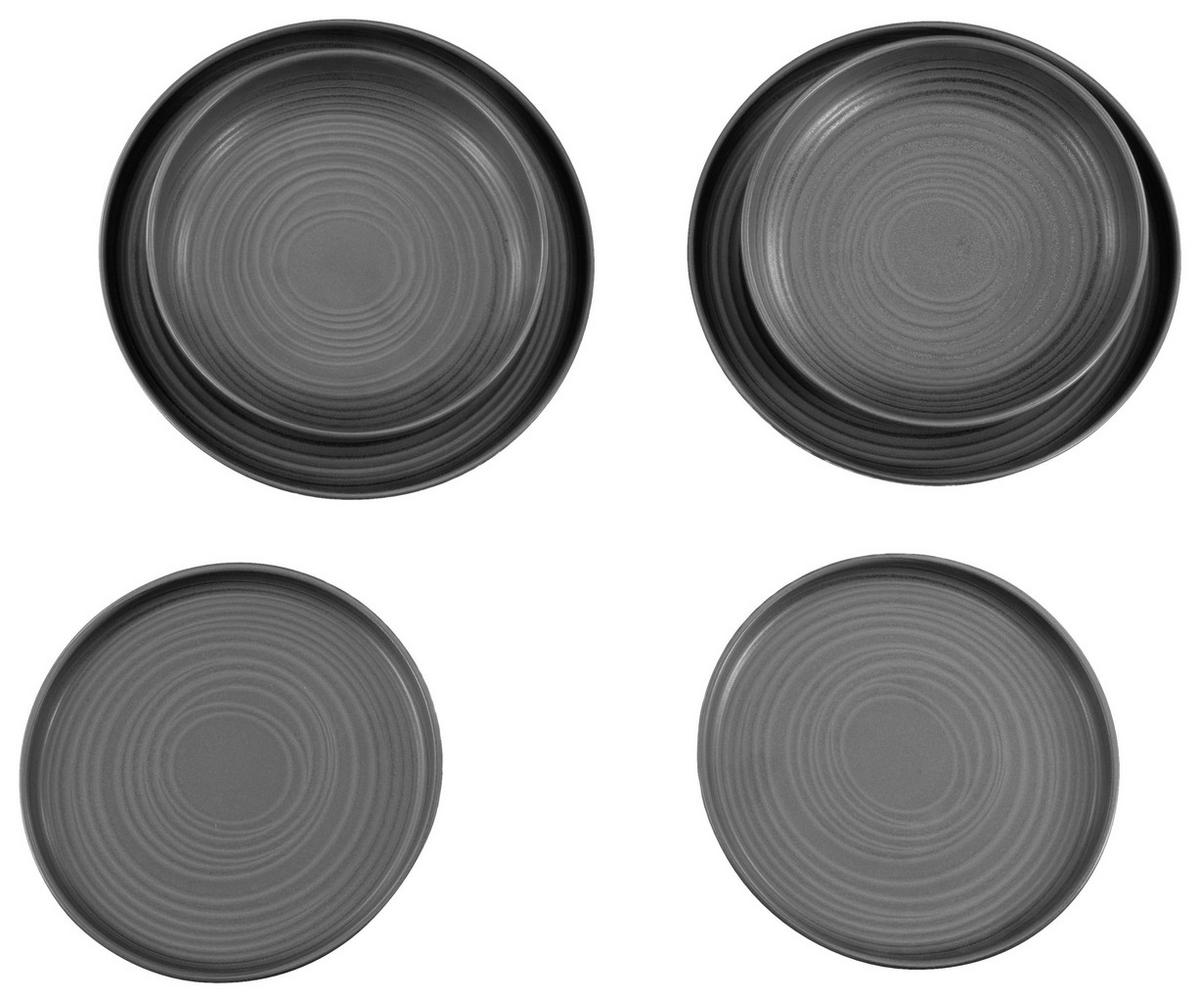 Tafelservice Uno Lava Stone in Schwarz 12-teilig - Schwarz, MODERN, Keramik (43/40/37,5cm) - Creatable