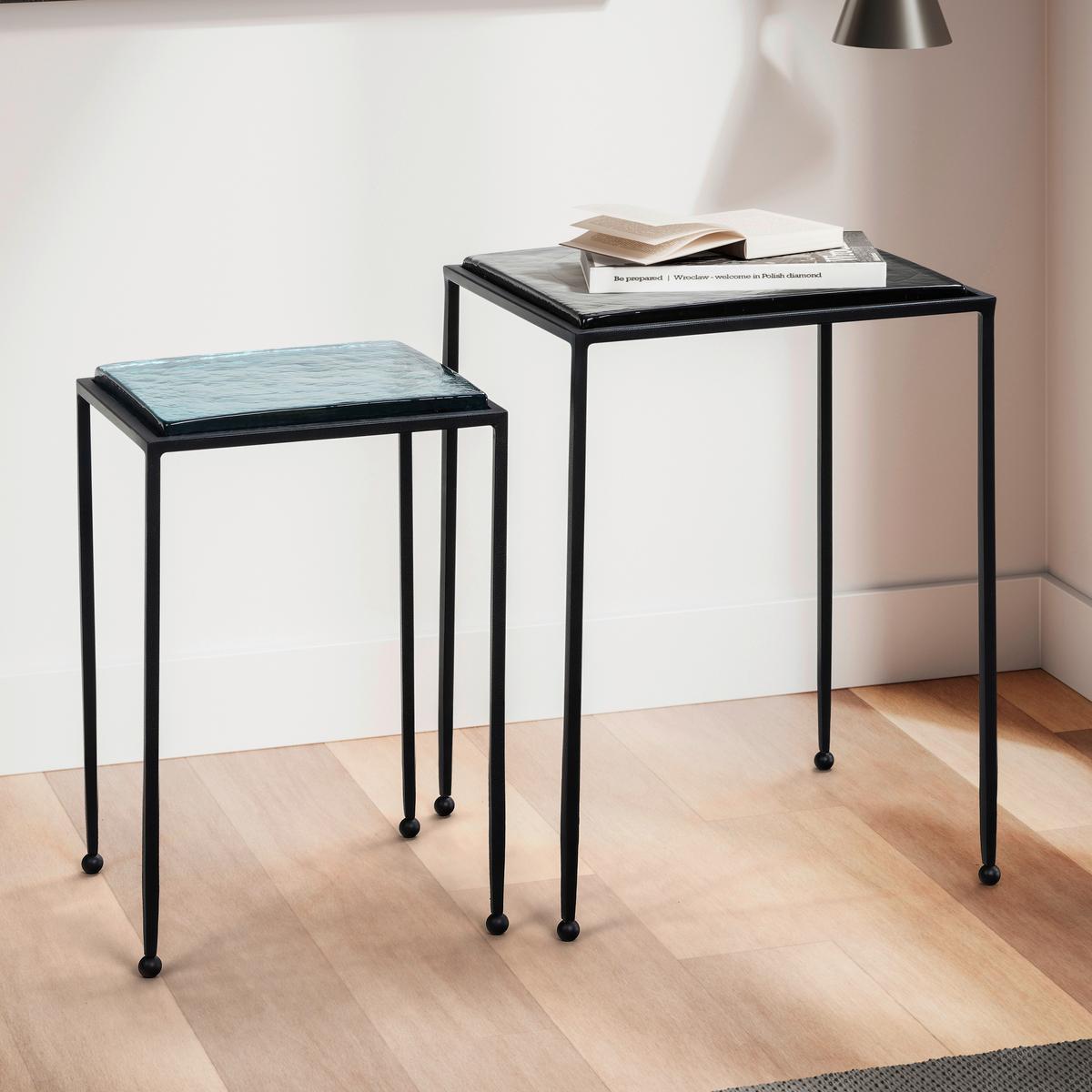 SATZTISCH WL7.130 - Blau/Schwarz, Design, Glas/Metall - MID.YOU
