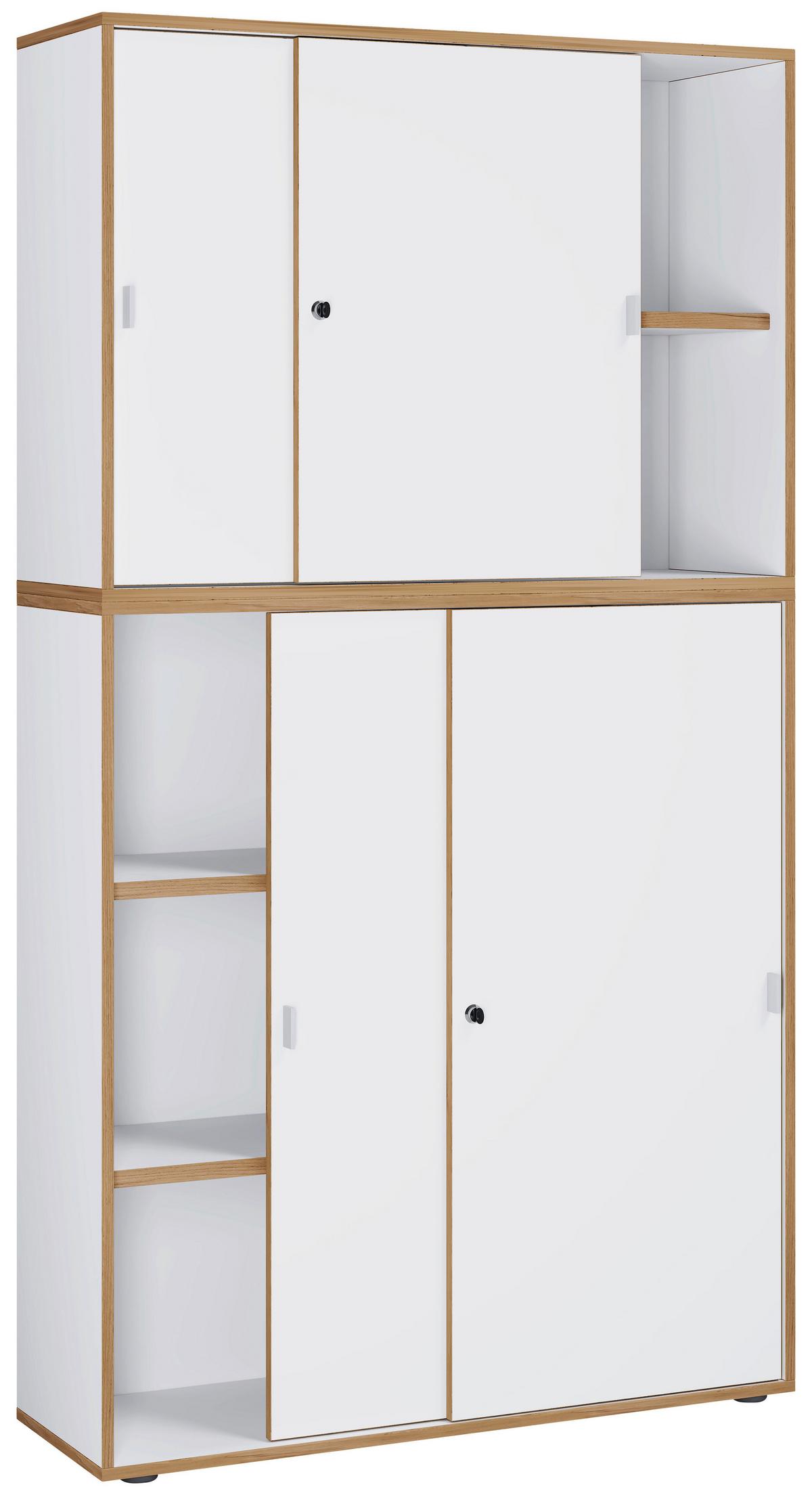 Arhivska Omara Salia B100, Bela, Barva Hrasta - bela/medeni hrast, Design, leseni material (100/183/37cm) - MID.YOU