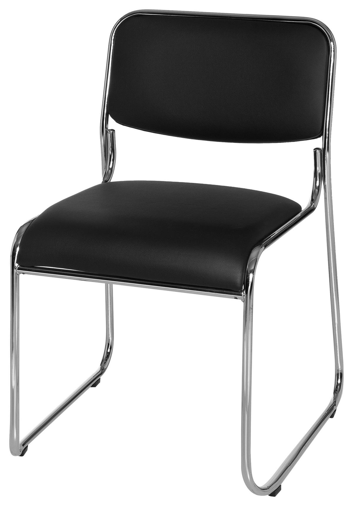 Besucherstuhl Kolta Schwarz - Chromfarben/Schwarz, MODERN, Textil/Metall (41/84/52cm) - MID.YOU