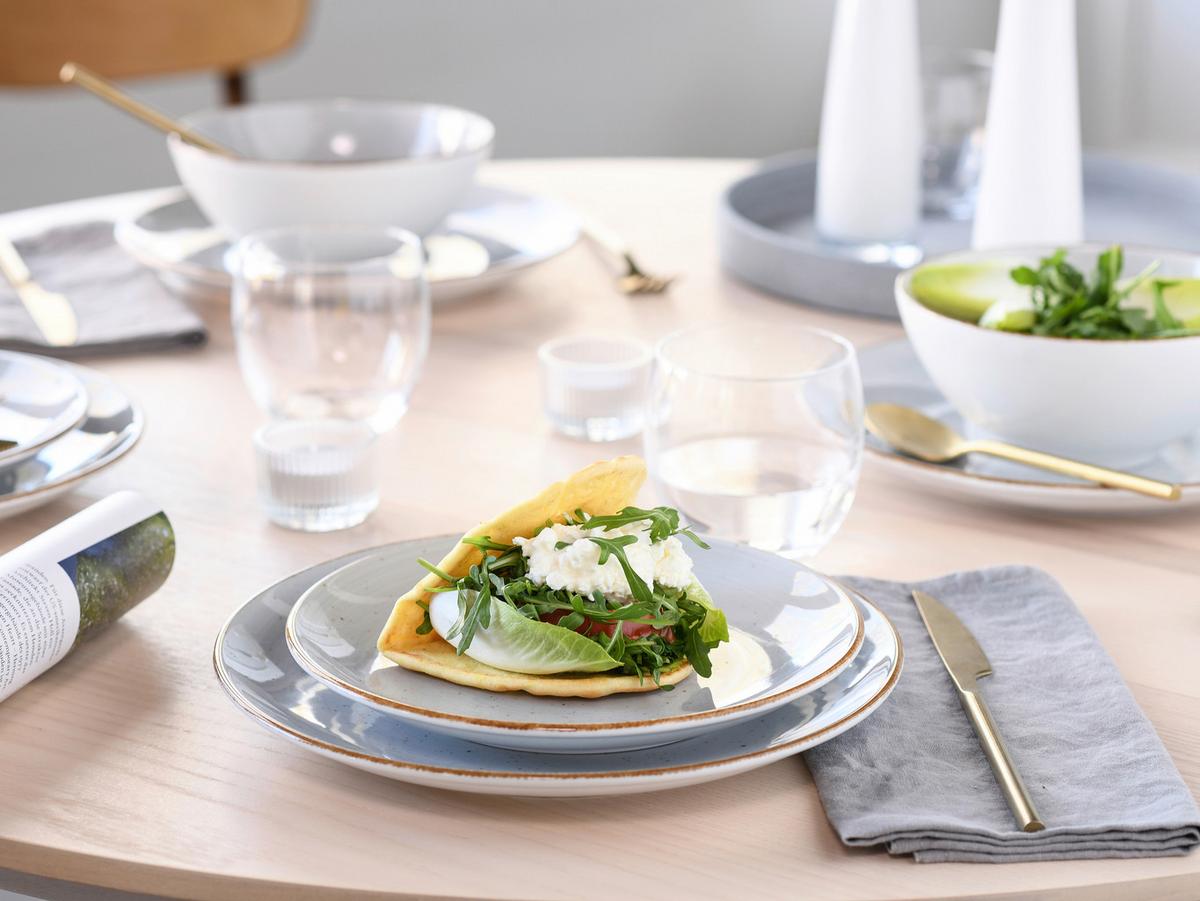 Kombinirani Servis Vintage Nature Stein, 16-Delni - bela/svetlo siva, Basics, keramika - Creatable