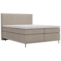 Boxspringbett Beige - Beige/Silberfarben, Konventionell, Textil/Metall (180/200cm) - Premium Living