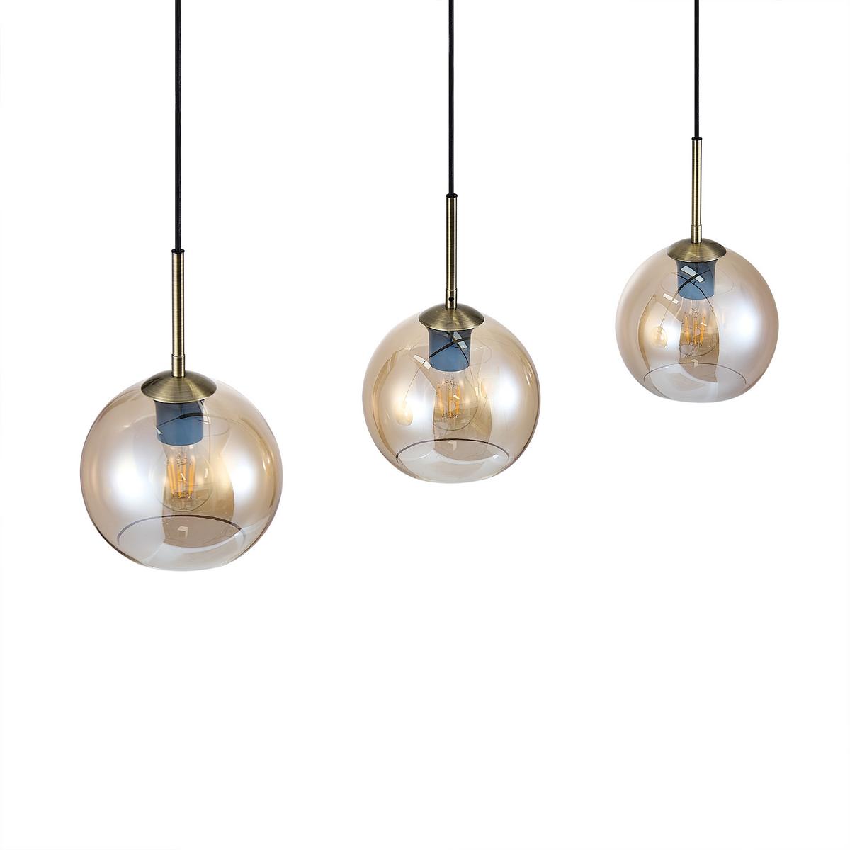 LAMPA WISZĄCA LEONIE *SBN* - kolor bursztynowy, Basics, metal/szkło (110/20/150cm) - Novel