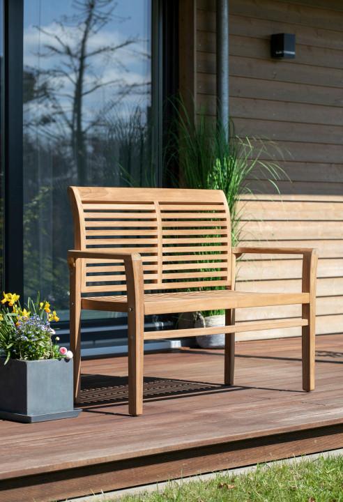 Gartenbank Woodie Teak stapelbar - Basics, Holz (120/92/52cm) - Gardenson