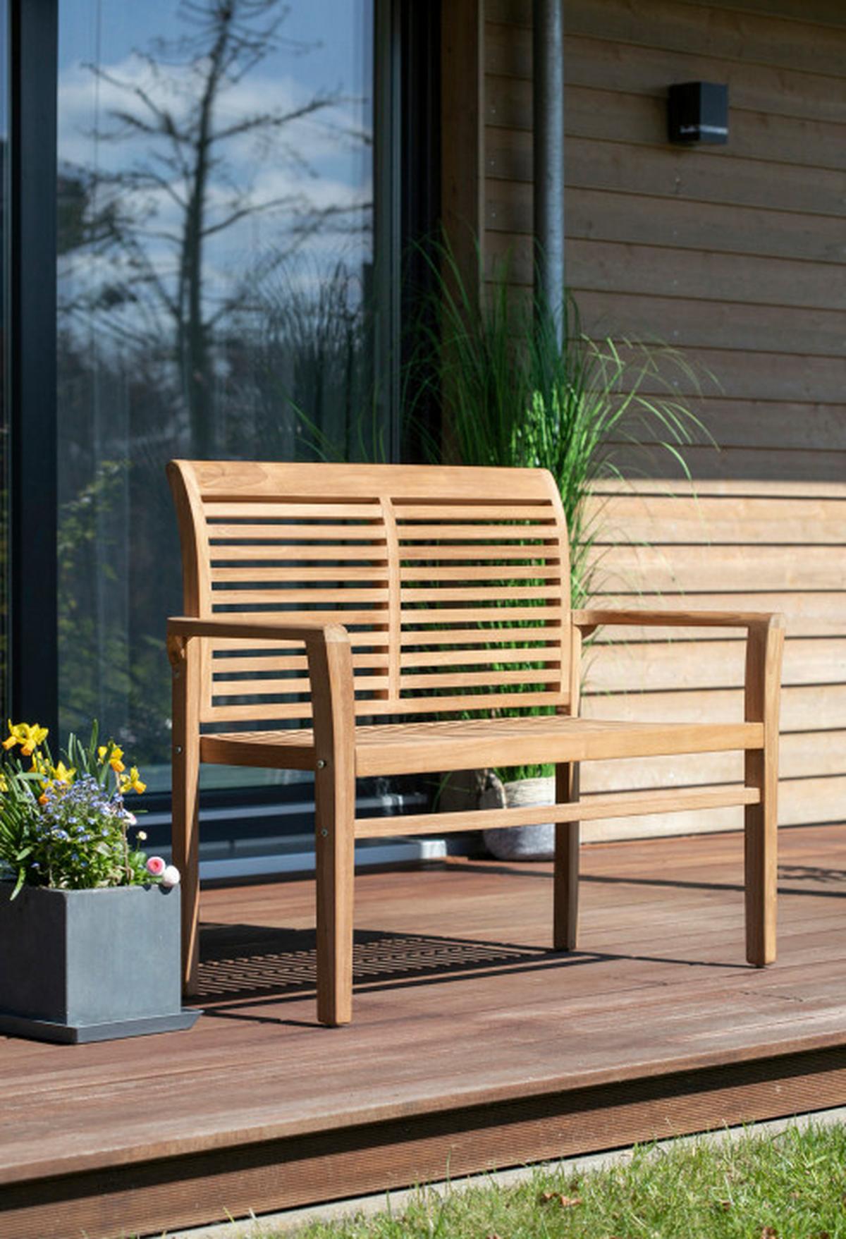 Gartenbank Woodie Teak stapelbar - Basics, Holz (120/92/52cm) - Gardenson