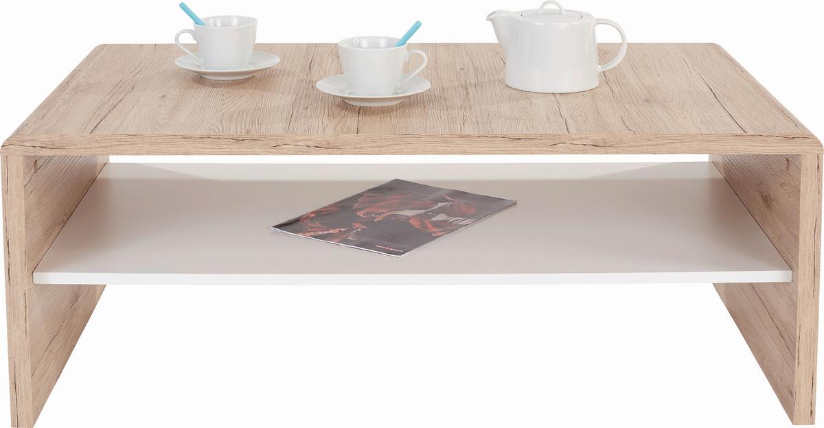 Măsuţă de cafea CALA LUNA - alb/stejar San Remo, Modern, material pe bază de lemn (100/40/59cm) - Modern Living