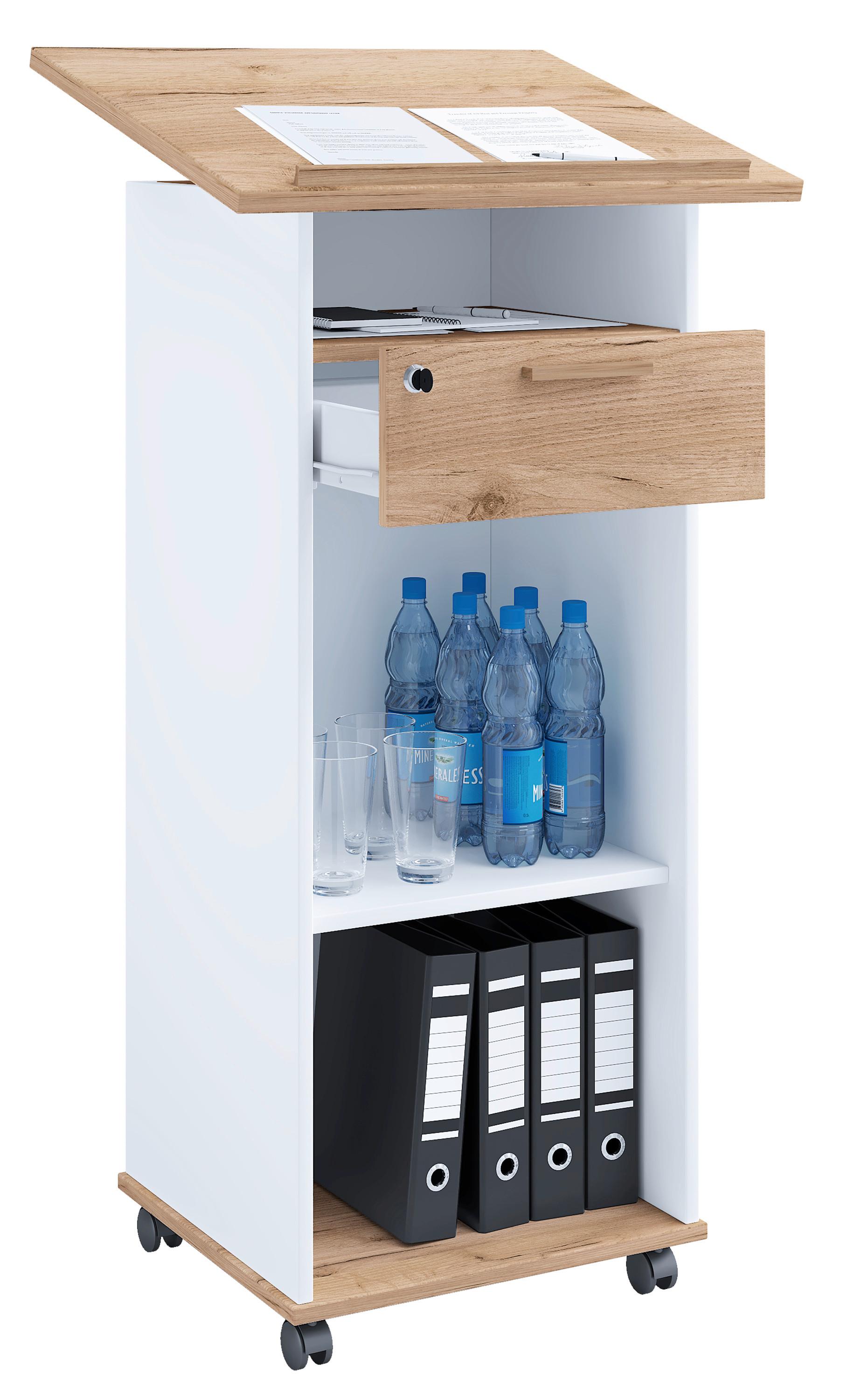 STEHPULT MELTA - Honigeiche/Weiss, Design, Holzwerkstoff (60/50/108,3cm) - MID.YOU