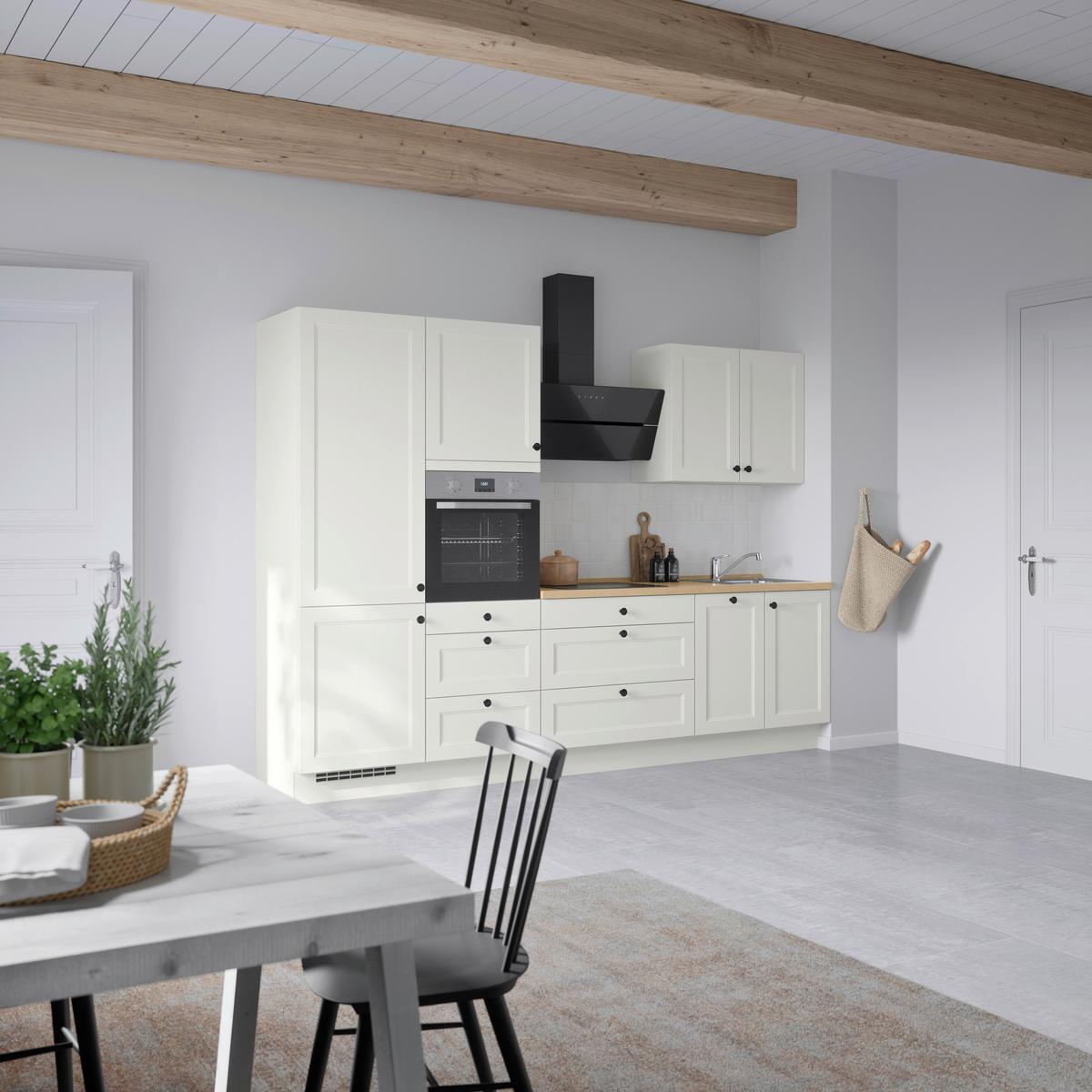 Küchenblock Cascada High m. Geräten Weiß - Eichefarben/Schwarz, MODERN, Holzwerkstoff/Metall (300cm) - Nobilia