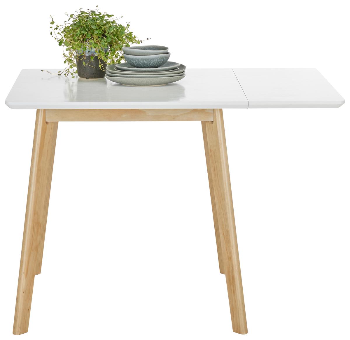Esstisch in Naturfarben/Weiß - Weiss/Naturfarben, Modern, Holz/Holzwerkstoff (75/75-105/75cm) - Mömax