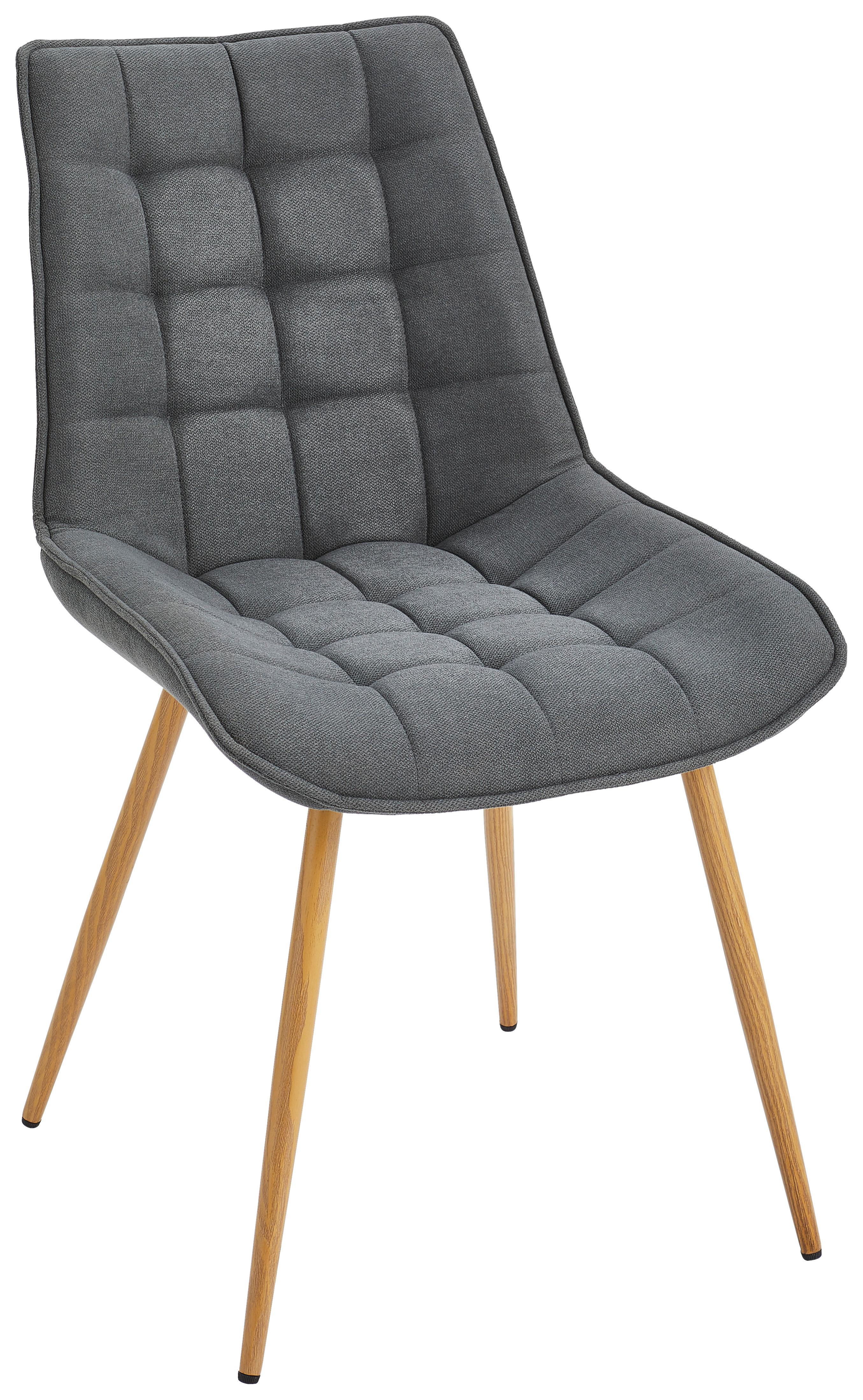 KRZESŁO LENA - kolor dębowy/szary, Modern, metal/tkanina (51/88/62cm) - Livetastic