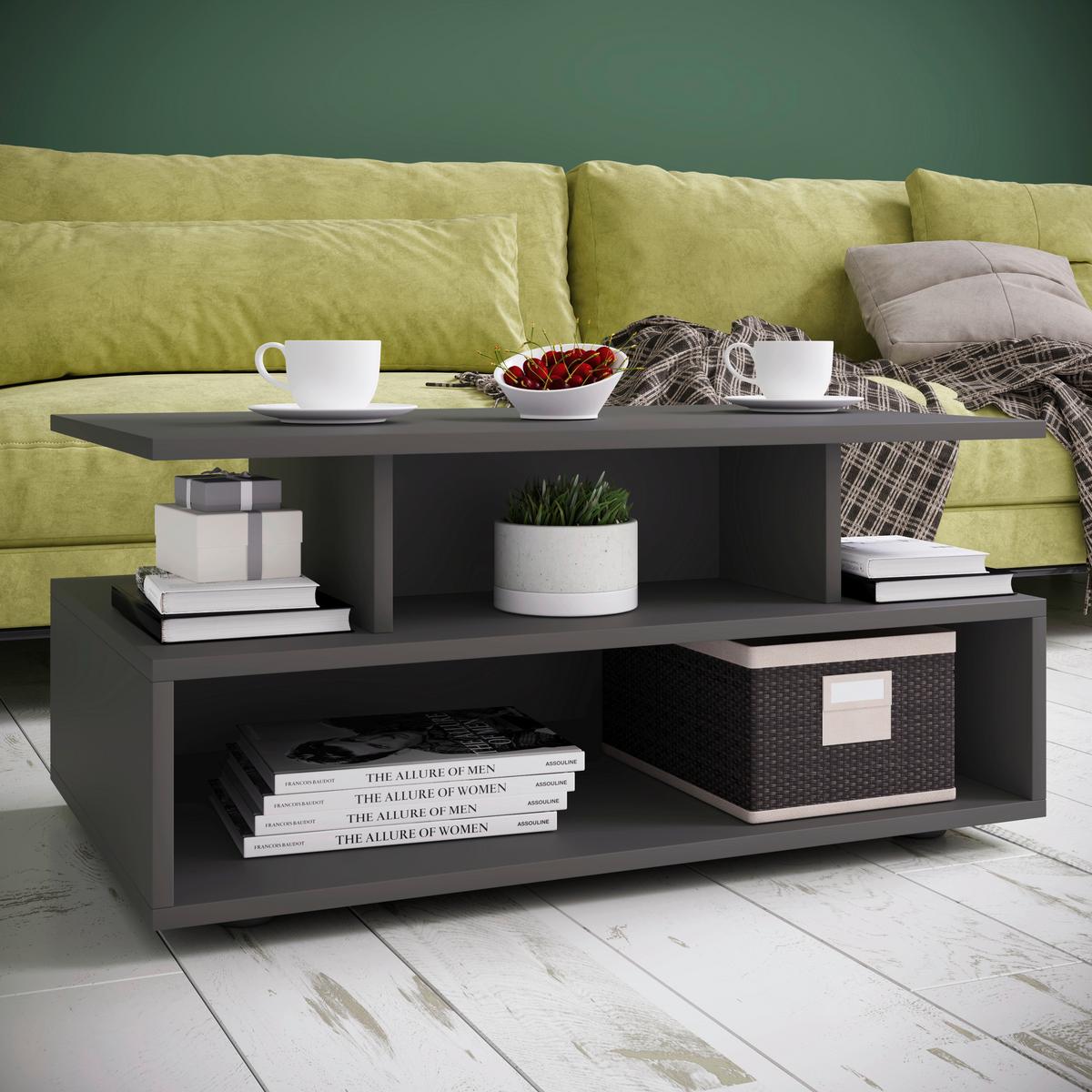 COUCHTISCH ESILA - Anthrazit/Schwarz, Design, Holzwerkstoff/Kunststoff (80/50/40cm) - MID.YOU