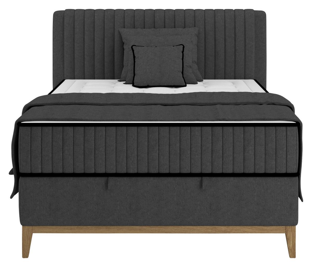 Bett Elena Schwarz ca. 120x200cm - Schwarz, KONVENTIONELL, Holz/Holzwerkstoff (120/200cm) - Sembella