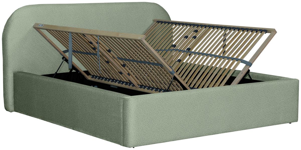 Oblazinjena Postelja Bilbao Storage - črna/svetlo zelena, Design, tekstil/les (180/200cm) - Mömax