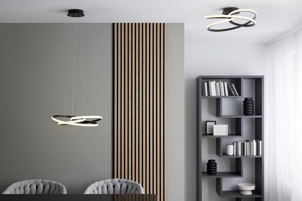 Lustră cu LED Mofer - negru, Modern, plastic/metal (50/120cm) - Premium Living