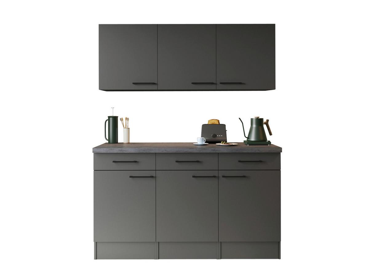 Buffet Oliver Grau - Schwarz/Grau, Trend, Holzwerkstoff/Metall (150/200/60cm) - Respekta