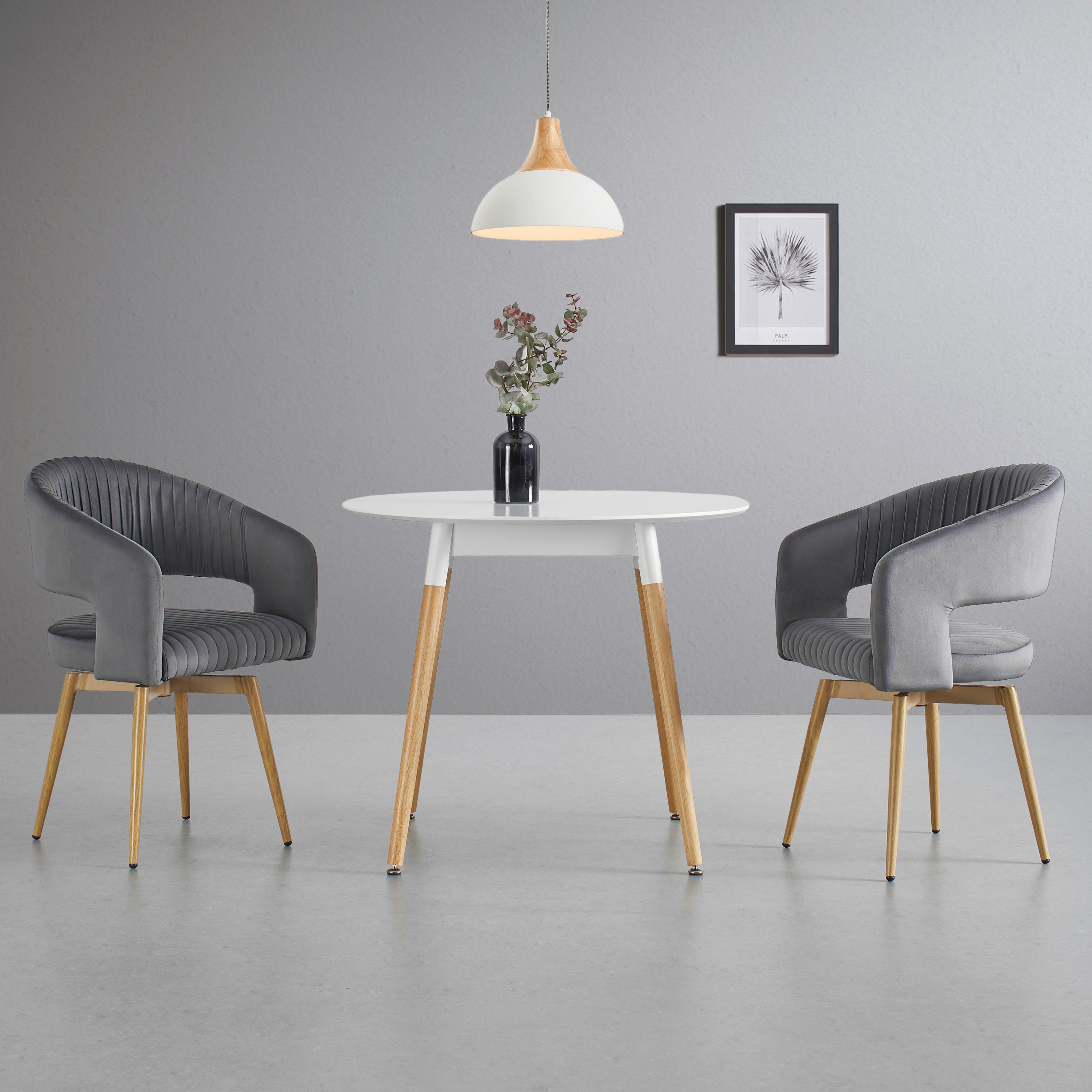 MATBORD GAIA - vit/ekfärgad, Modern, trämaterial/trä (90/90/75cm) - Bessagi Home