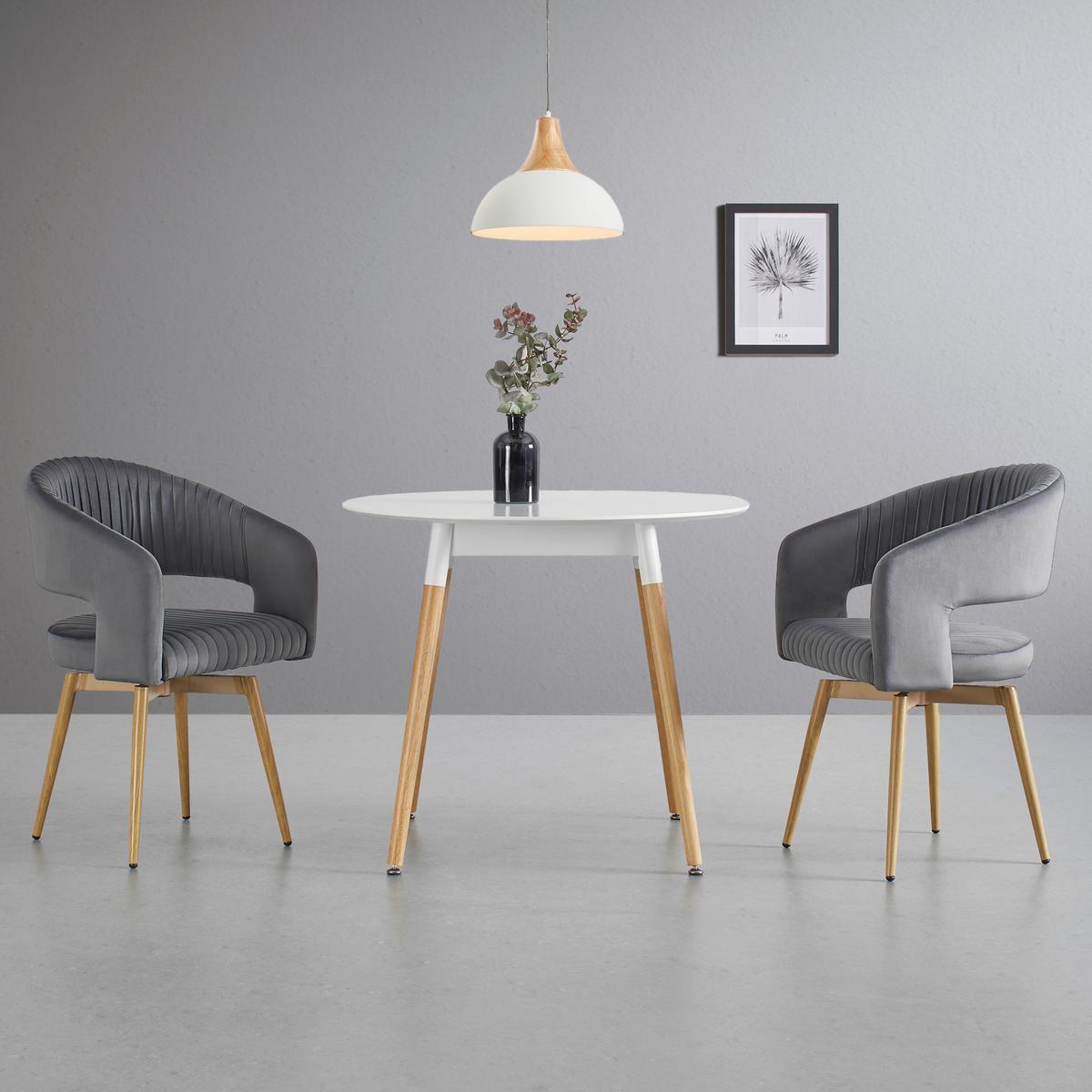 Esstisch rund Gaia Weiß MDF Ø ca. 90 cm - Eichefarben/Weiß, MODERN, Holz/Holzwerkstoff (90/75cm) - Bessagi Home