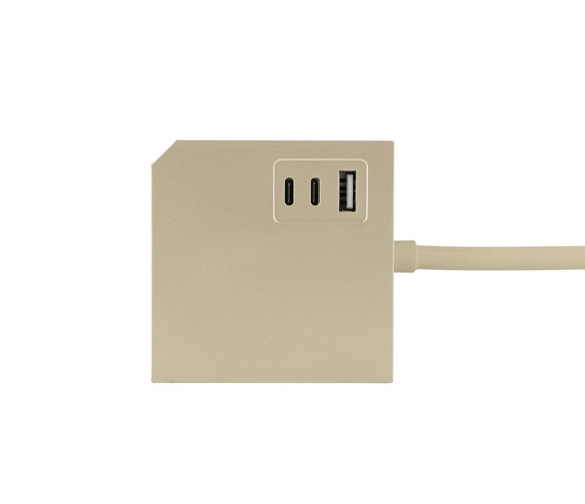 KOSTKA ZASILAJĄCA PLUG BOX - kolor złoty, Basics, tworzywo sztuczne (7,5/7,5/7,5cm) - Mican