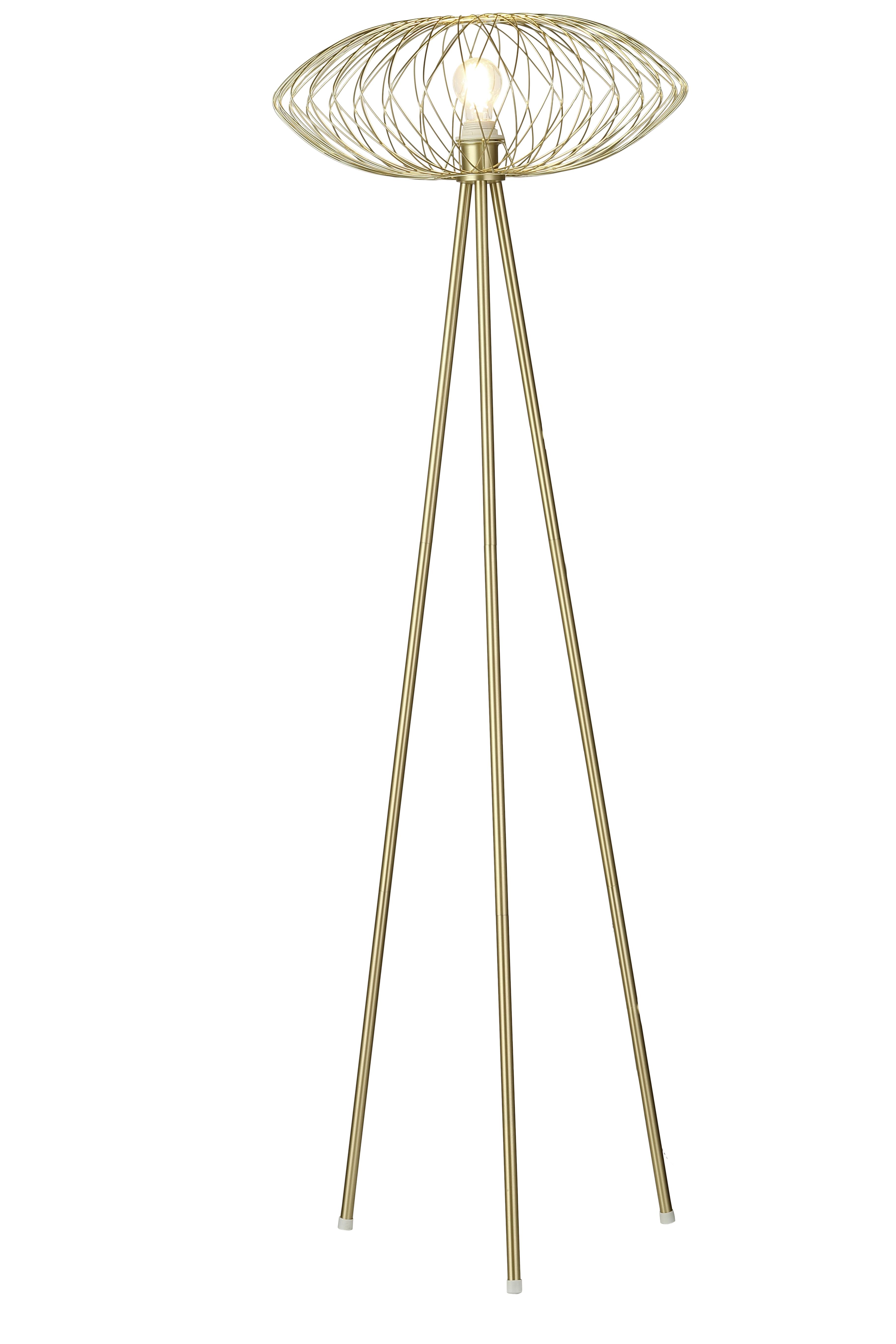 Stehleuchte Tiziana max. 40 Watt - Goldfarben, MODERN, Metall (50/150cm) - Bessagi Home