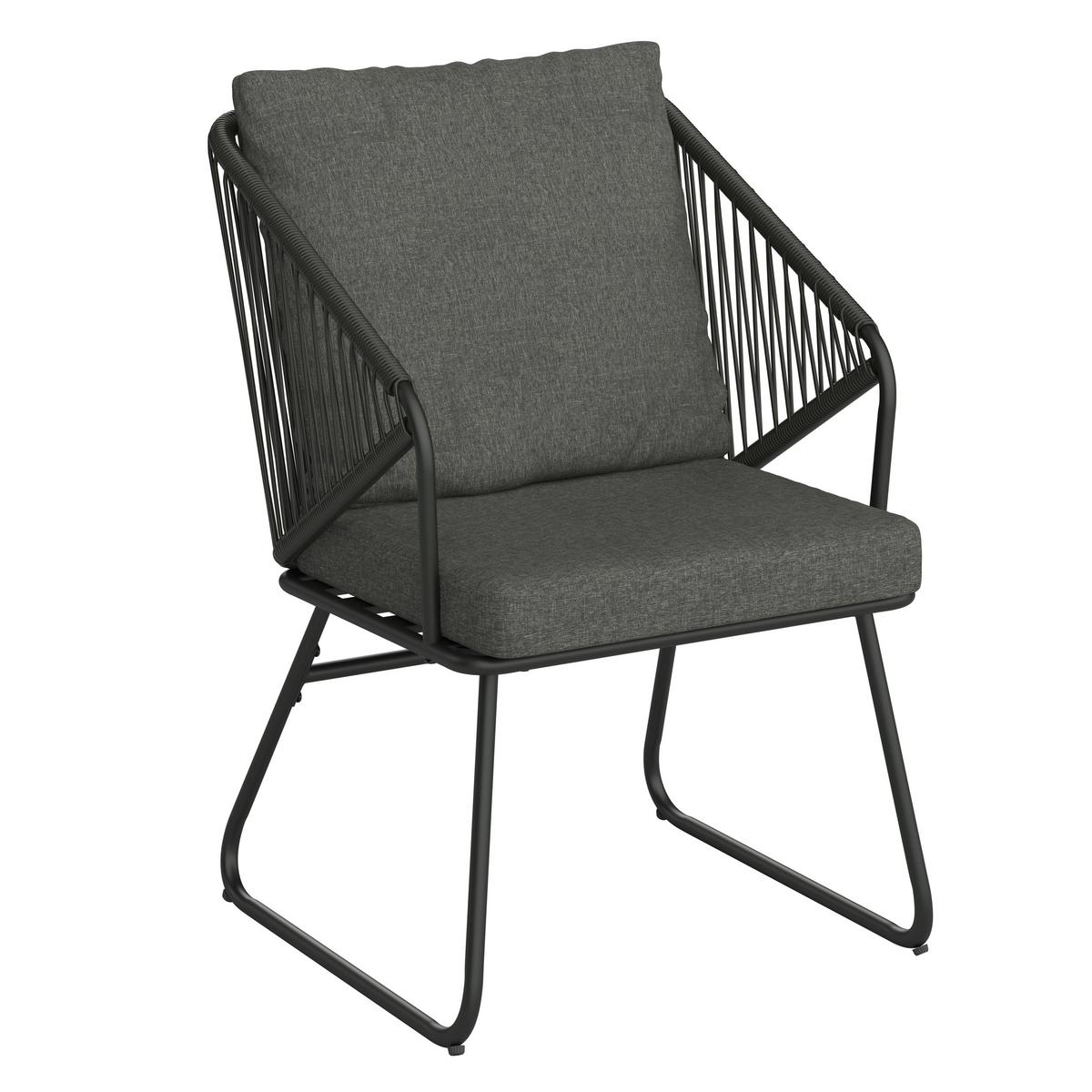 KOMPLET OGRODOWY ZE STOŁEM NOAH - ciemnoszary/czarny, Design, tworzywo sztuczne/metal - Ambia Garden