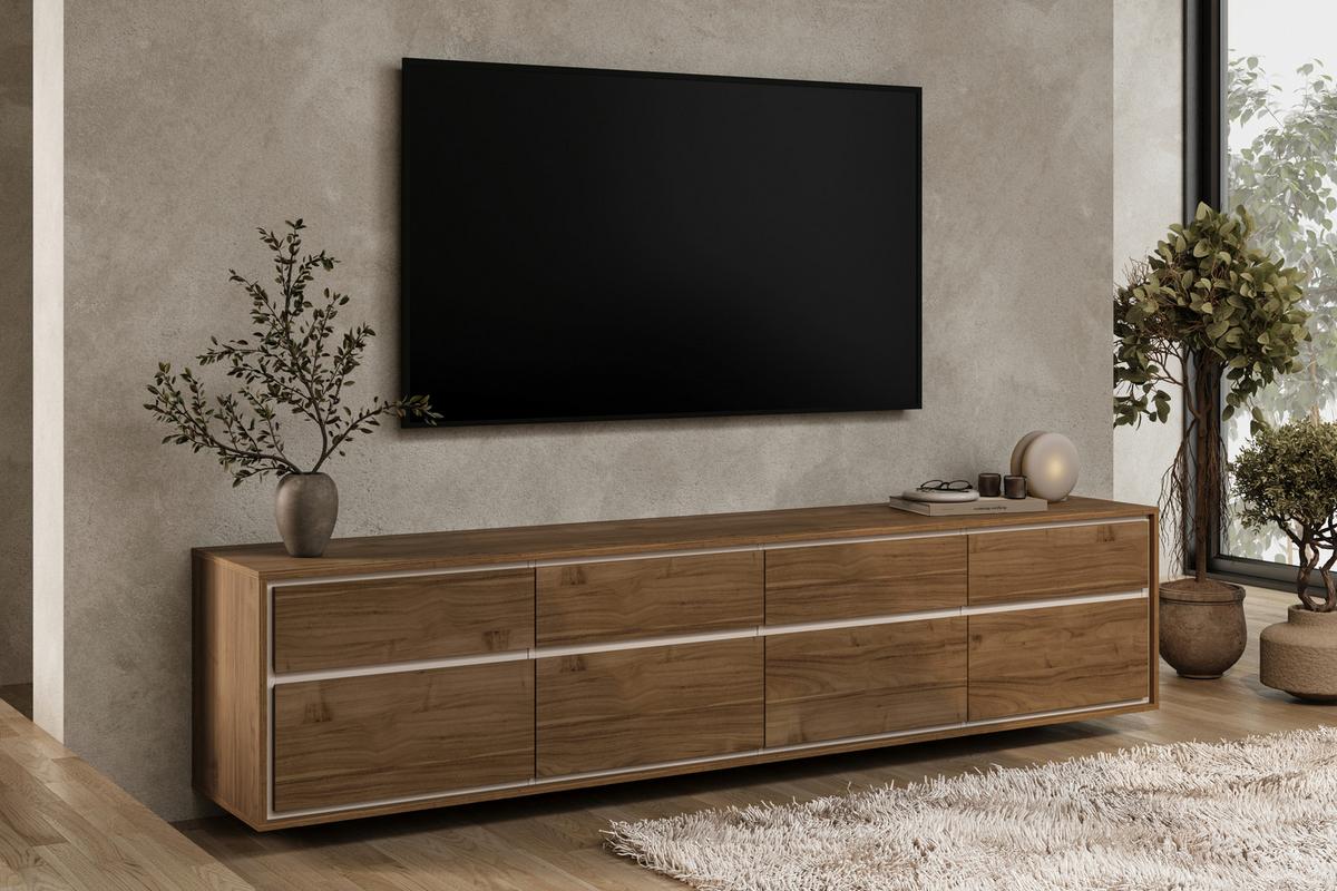 Tv Szekrény Cosme - kasmírszínű/diószínű, Modern, faalapú anyag (220/54/40cm)