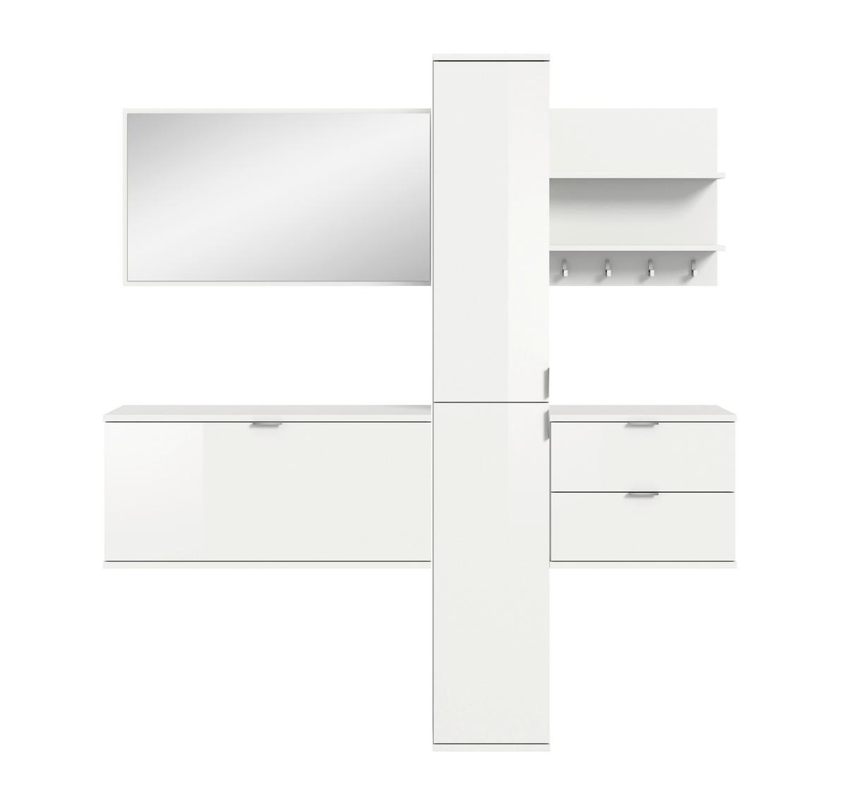 GARDEROBE PROJEKT X - Weiss Hochglanz/Weiss, Design, Holzwerkstoff (174cm) - Livetastic