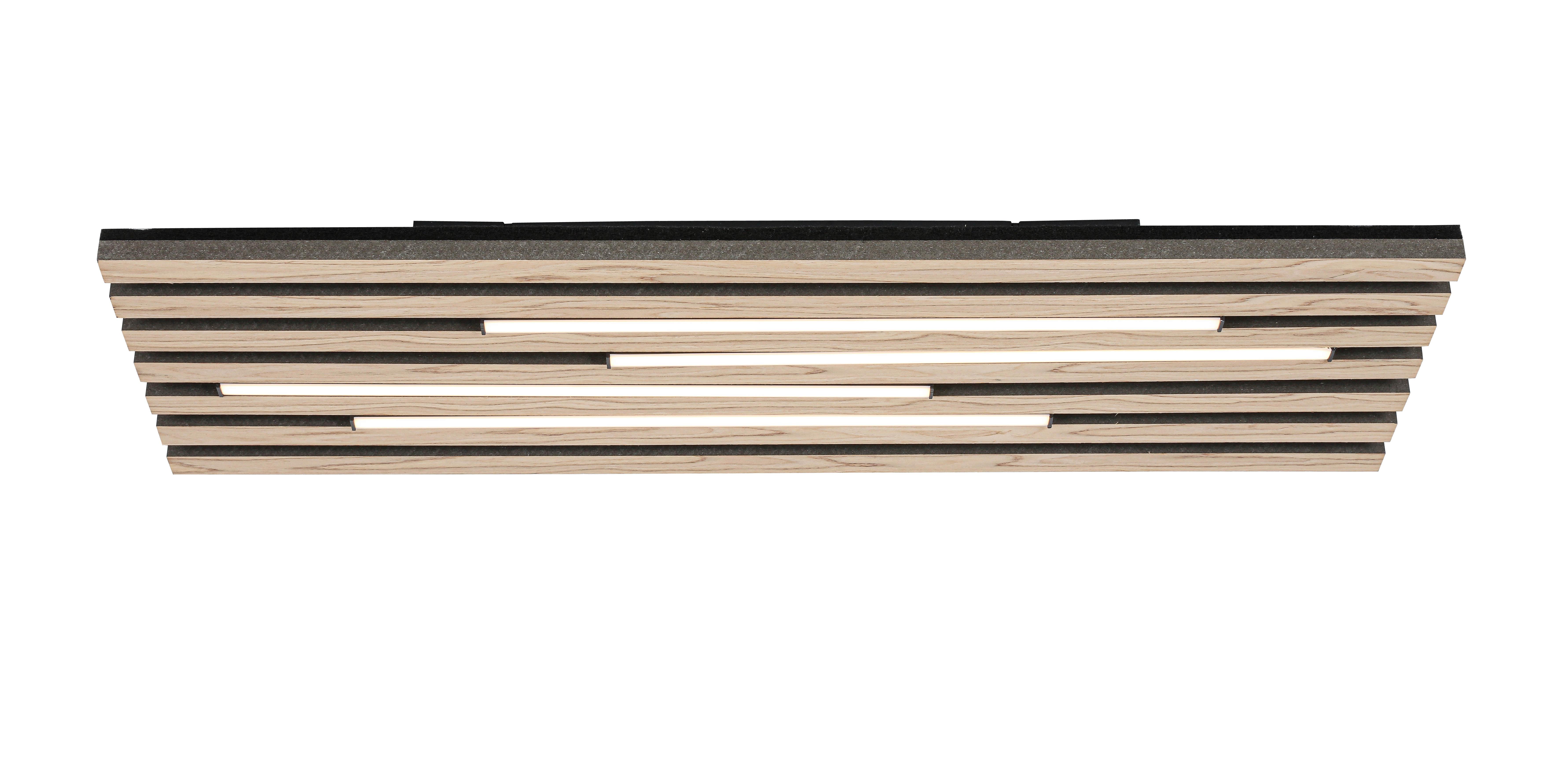 LED-Deckenleuchte Pani Schwarz/Edelstahl max. 24 Watt - Eichefarben/Schwarz, MODERN, Holzwerkstoff/Kunststoff (72/26,5/5,5cm) - Mömax