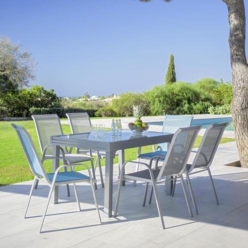 Stapelsessel Stitch in Hellgrau - Hellgrau/Alufarben, Kunststoff/Textil (54/96/76cm) - Mömax modern living