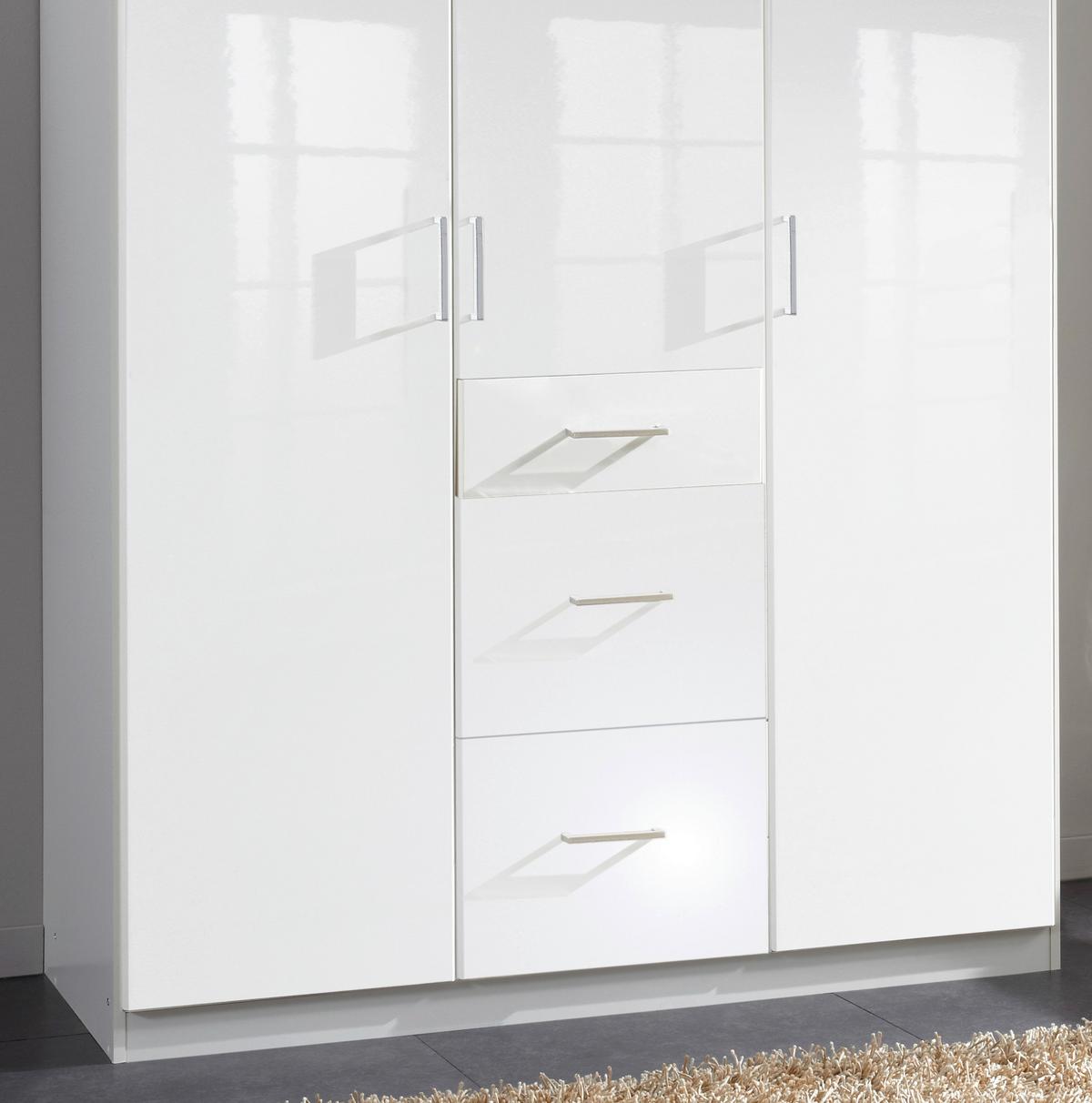 Ormar S Klasičnim Vratima Clack - bijela/bijela visoki sjaj, Basics, drvni materijal (135/199/58cm) - Modern Living