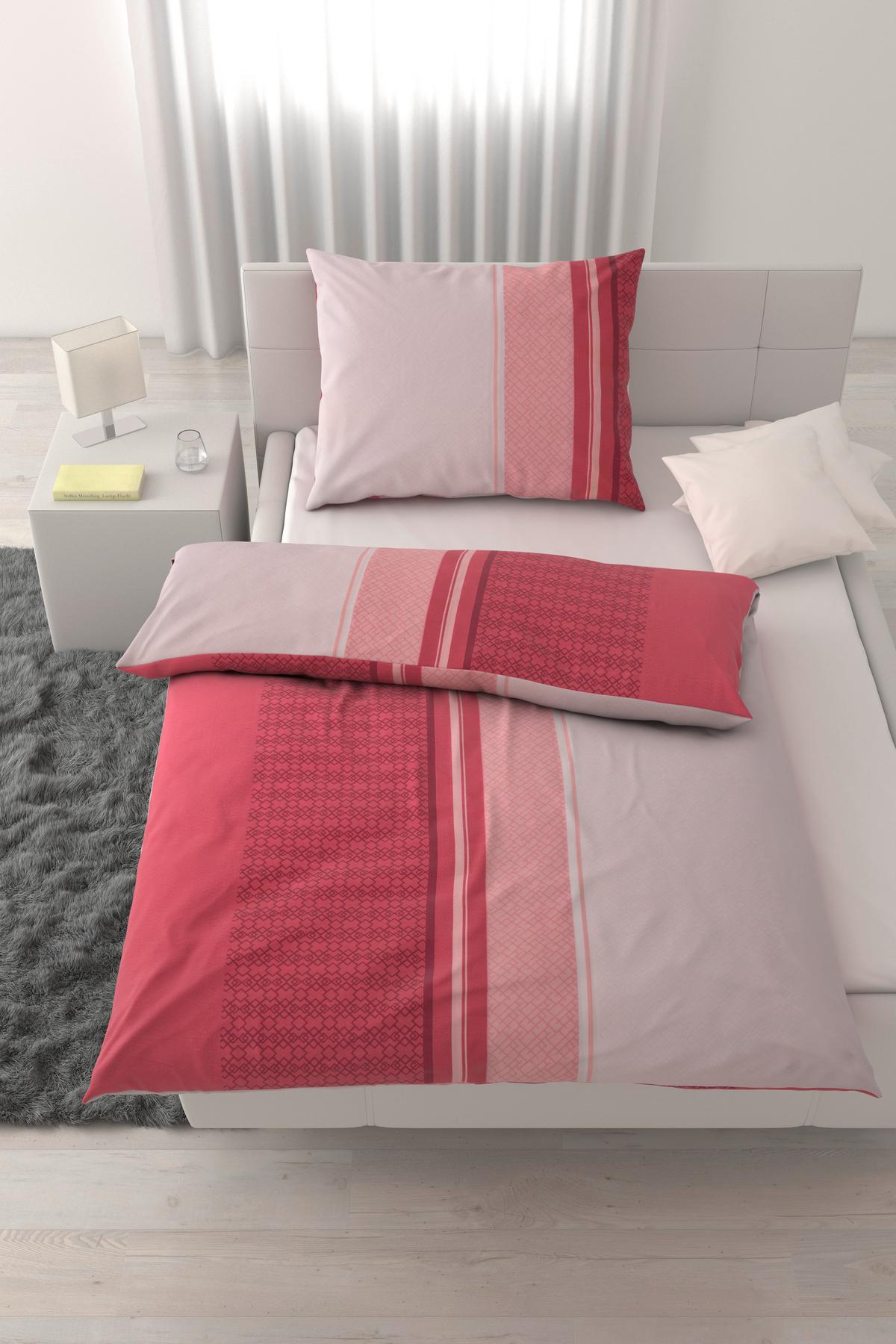 Bettwäsche Mathea Rosa ca. 140x200cm - Beere, Textil (140/200cm) - Based