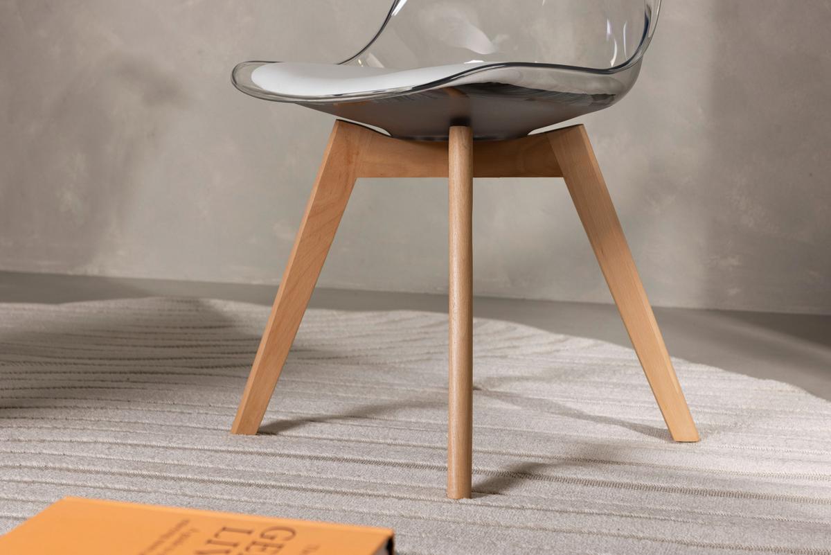 STUHL-SET EDVIN - Birkefarben/Weiß, Design, Holz/Textil (49/85/50cm) - Livetastic